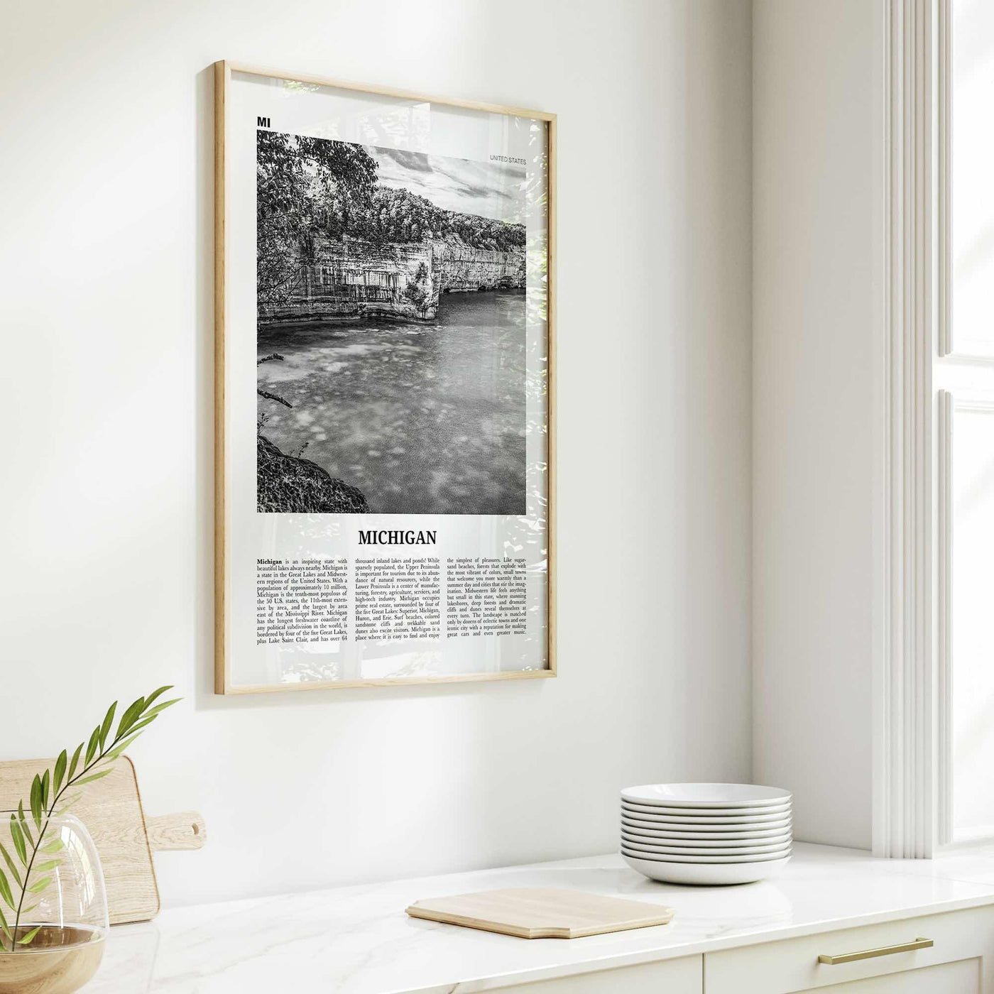 Michigan Print Black and White No 2, Michigan Wall Art, Michigan Poster, Michigan Photo, Michigan Wall Decor, USA, United States