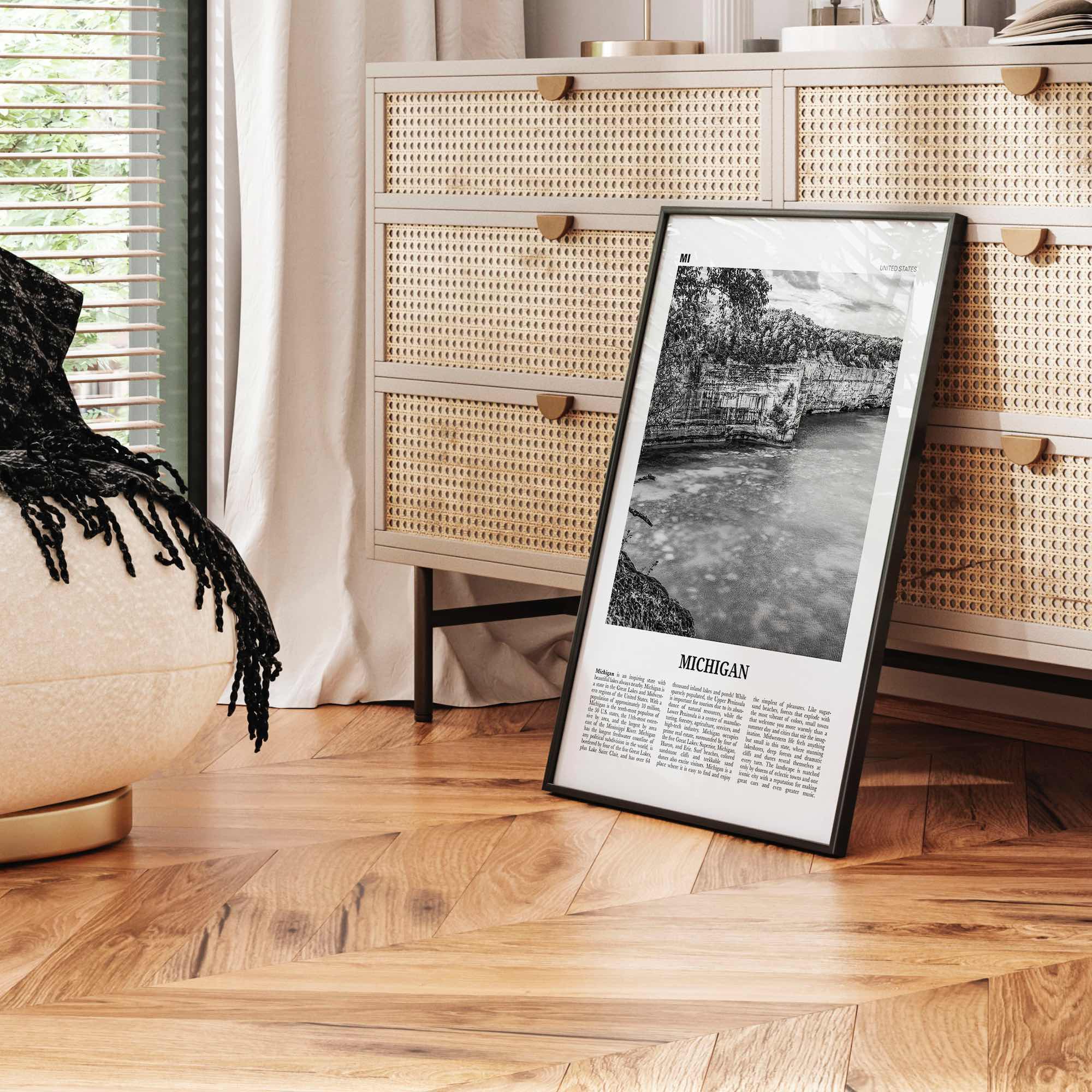 Michigan Print Black and White No 2, Michigan Wall Art, Michigan Poster, Michigan Photo, Michigan Wall Decor, USA, United States