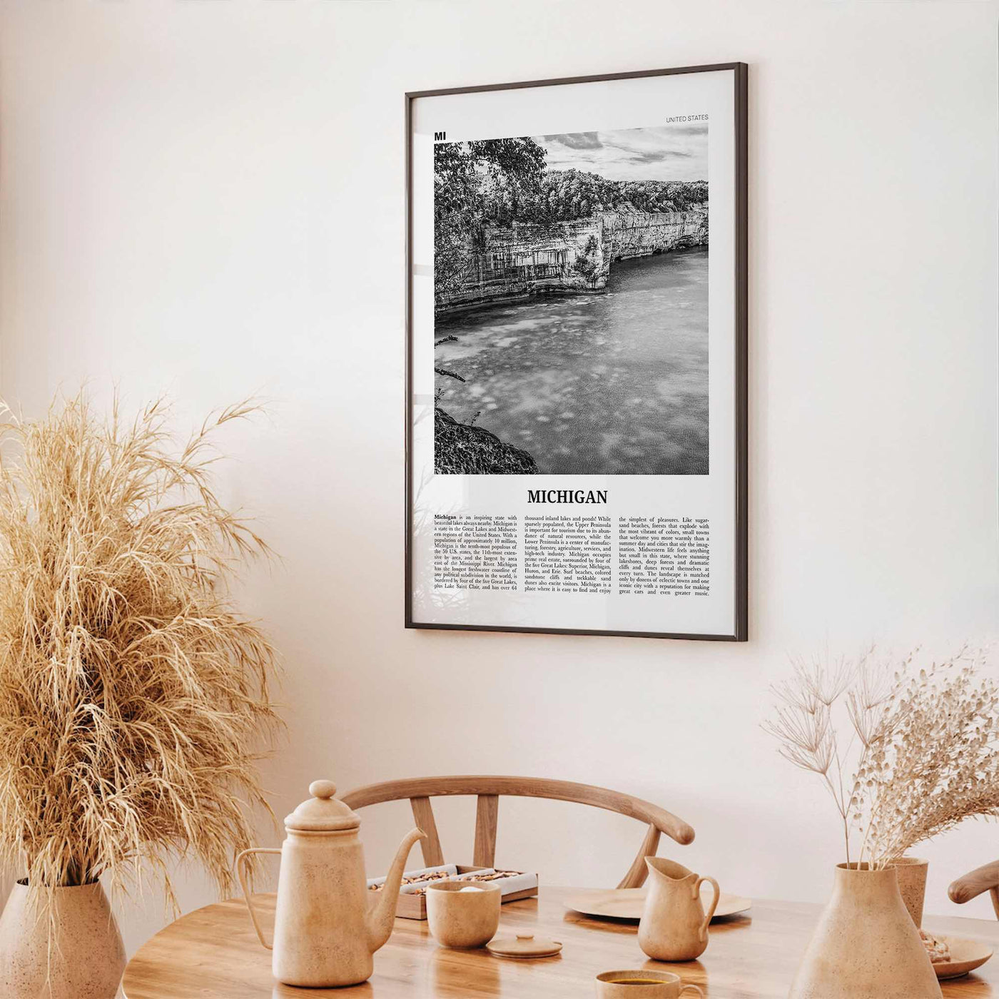 Michigan Print Black and White No 2, Michigan Wall Art, Michigan Poster, Michigan Photo, Michigan Wall Decor, USA, United States