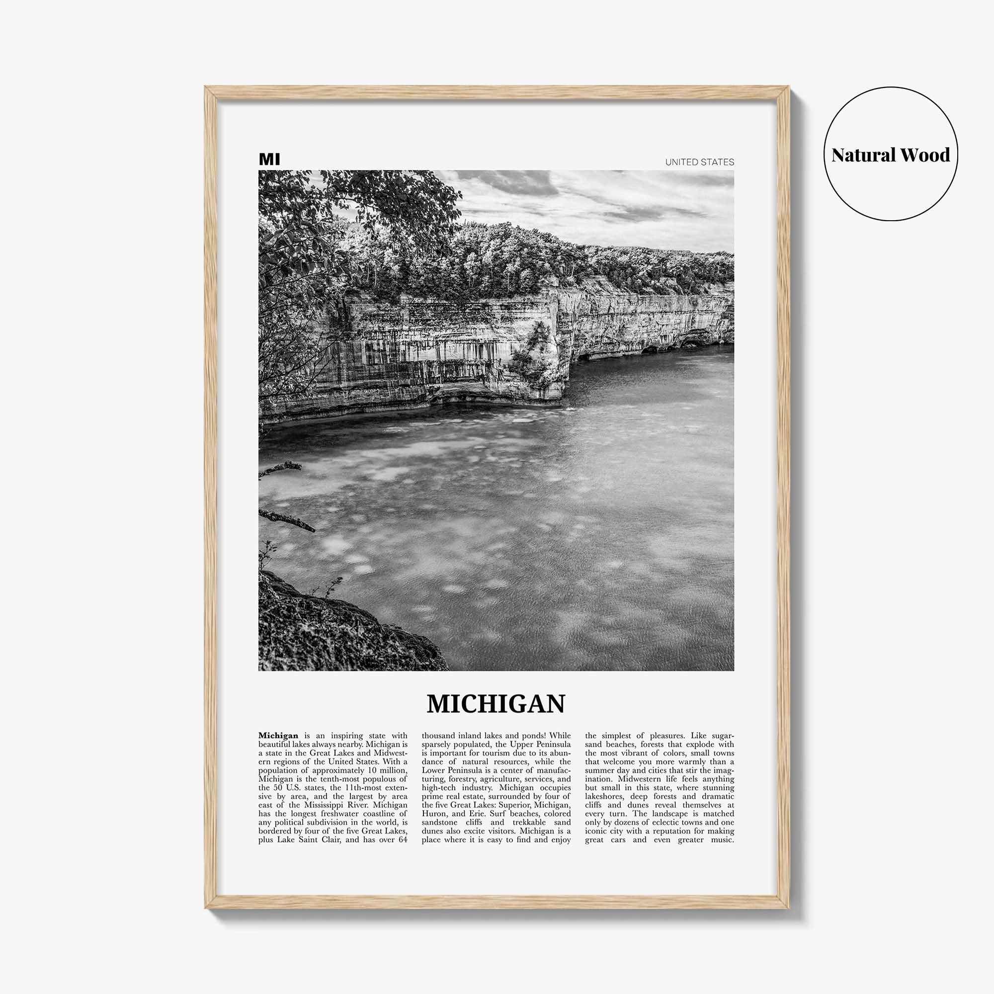 Michigan Print Black and White No 2, Michigan Wall Art, Michigan Poster, Michigan Photo, Michigan Wall Decor, USA, United States