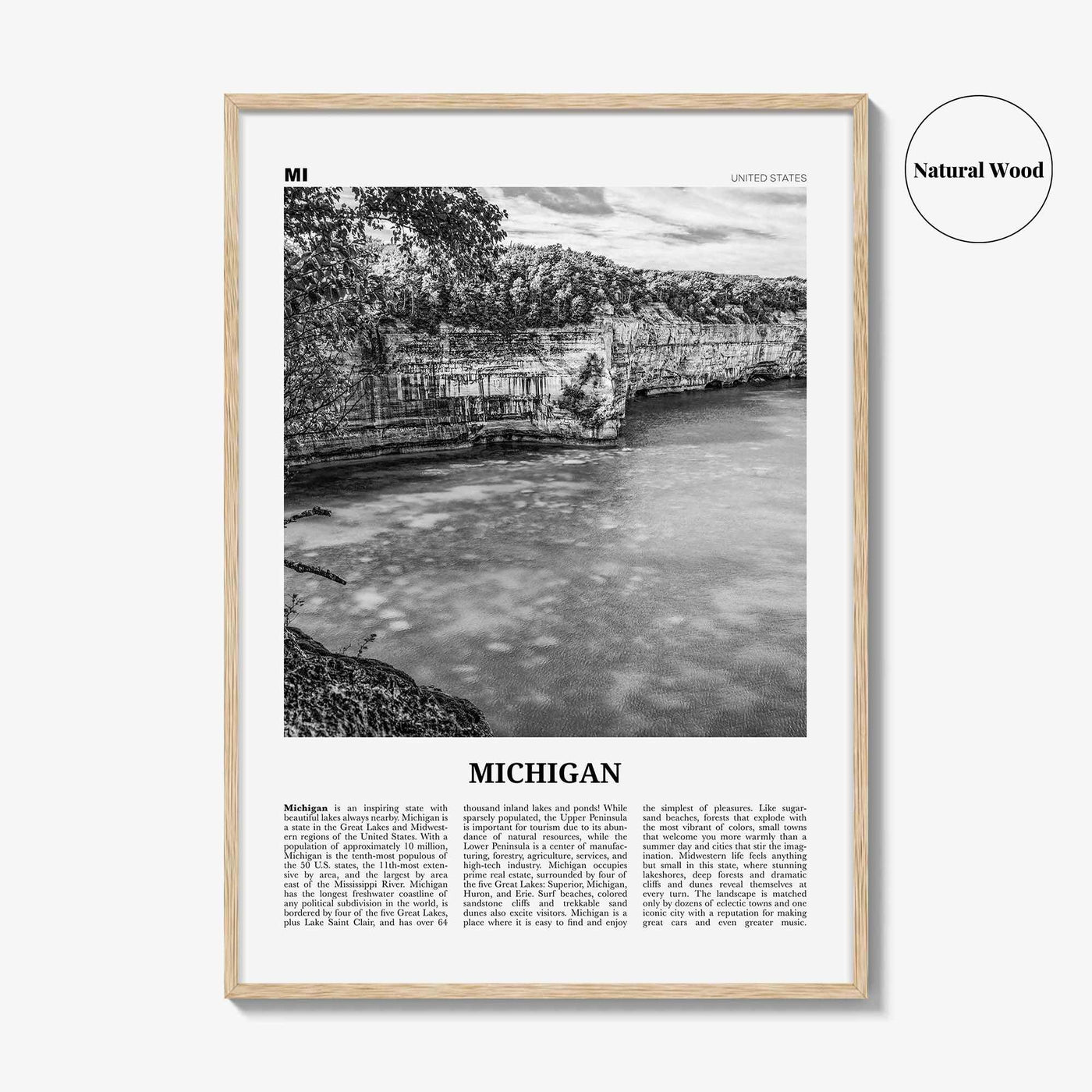 Michigan Print Black and White No 2, Michigan Wall Art, Michigan Poster, Michigan Photo, Michigan Wall Decor, USA, United States