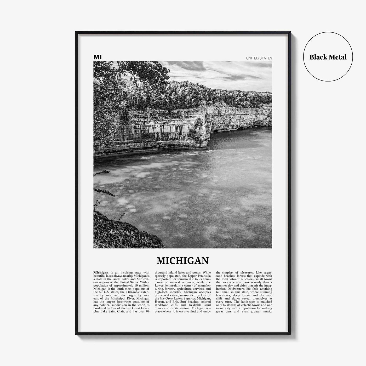 Michigan Print Black and White No 2, Michigan Wall Art, Michigan Poster, Michigan Photo, Michigan Wall Decor, USA, United States