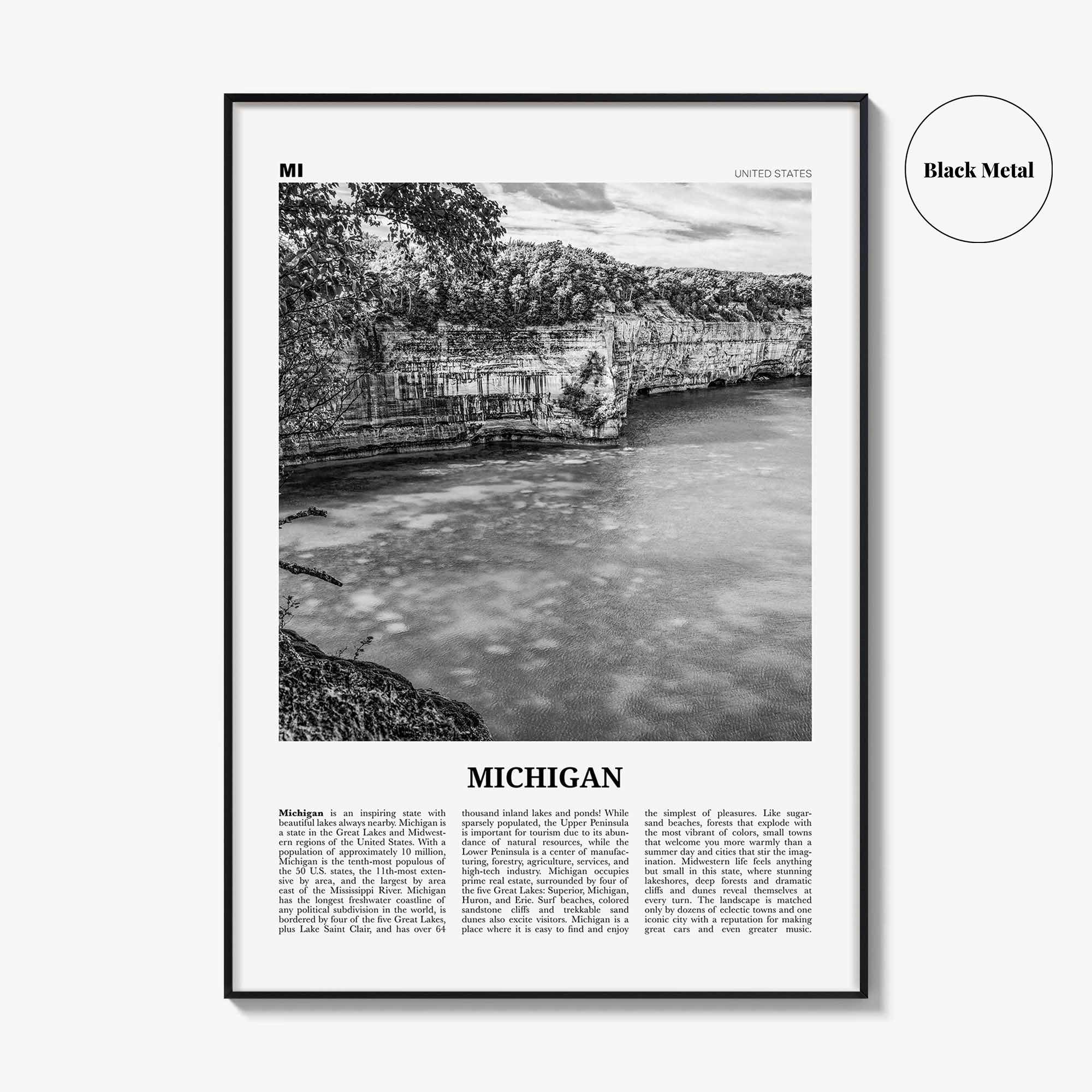 Michigan Print Black and White No 2, Michigan Wall Art, Michigan Poster, Michigan Photo, Michigan Wall Decor, USA, United States