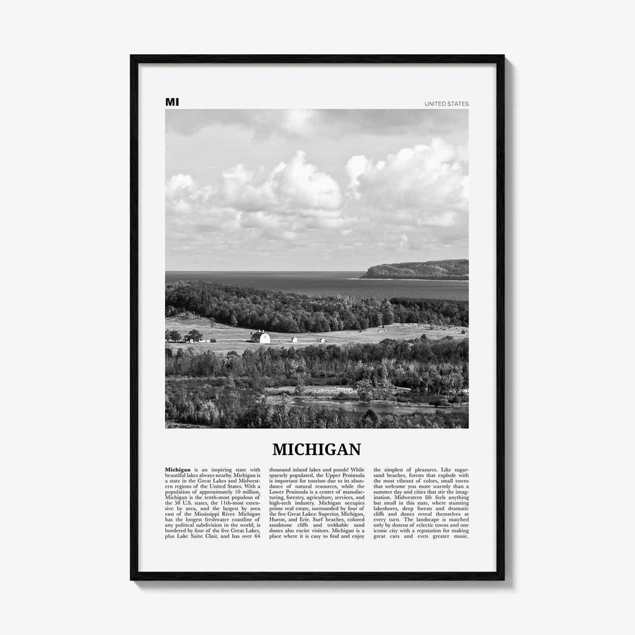 Michigan Print Black and White No 3, Michigan Wall Art, Michigan Poster, Michigan Photo, Michigan Wall Décor, Michigan Map