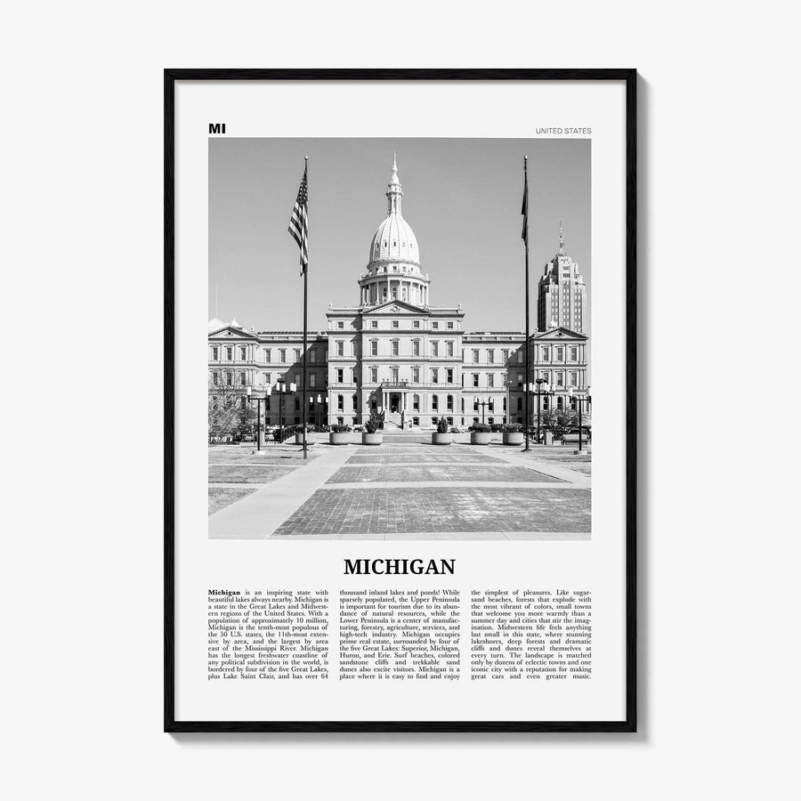 Michigan Print Black and White No 4, Michigan Wall Art, Michigan Poster, Michigan Photo, Michigan Wall Decor, USA, United States, America