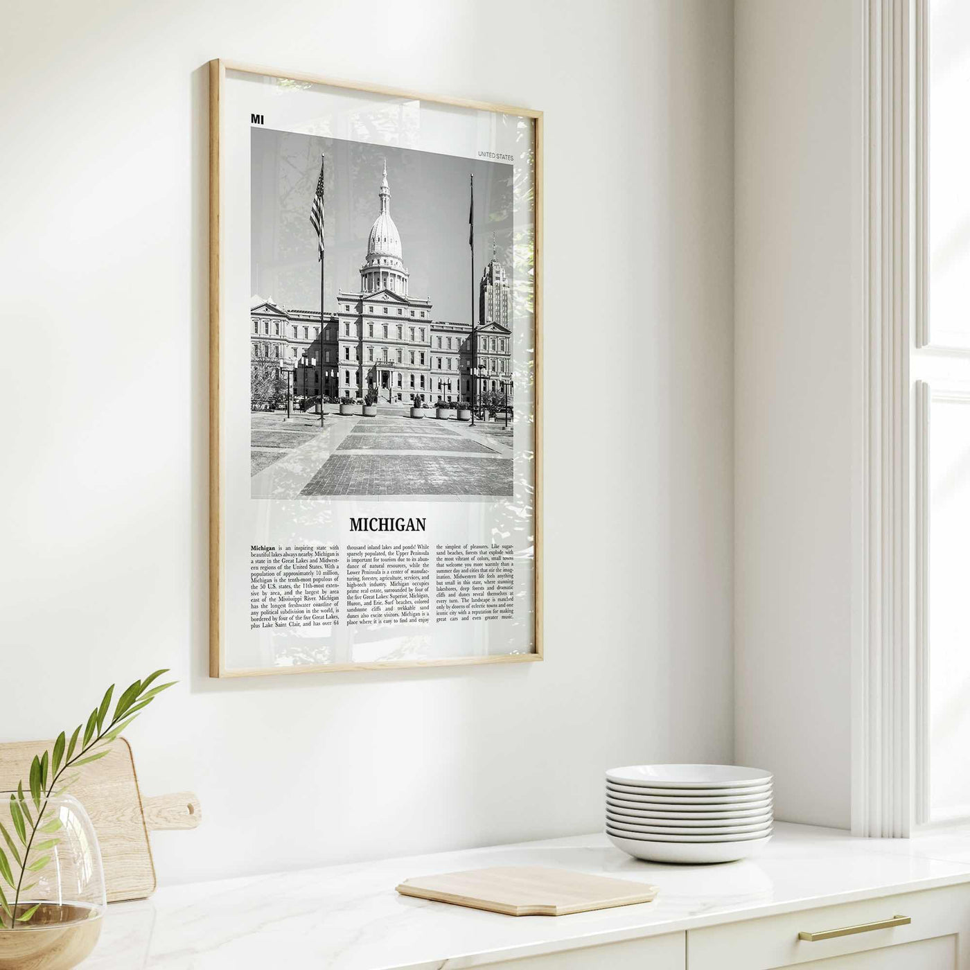 Michigan Print Black and White No 4, Michigan Wall Art, Michigan Poster, Michigan Photo, Michigan Wall Decor, USA, United States, America