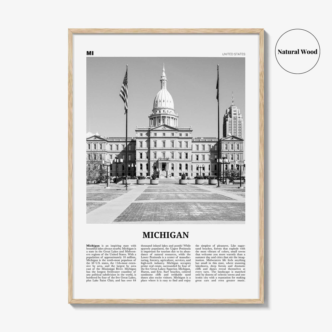Michigan Print Black and White No 4, Michigan Wall Art, Michigan Poster, Michigan Photo, Michigan Wall Decor, USA, United States, America