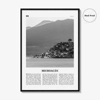Michoacan Print Black and White, Michoacan Wall Art, Michoacán Poster, Michoacán Photo, Michoacán Wall Décor, Michoacán Map, Mexico