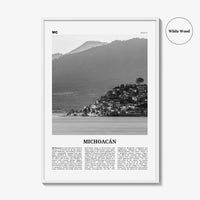 Michoacan Print Black and White, Michoacan Wall Art, Michoacán Poster, Michoacán Photo, Michoacán Wall Décor, Michoacán Map, Mexico