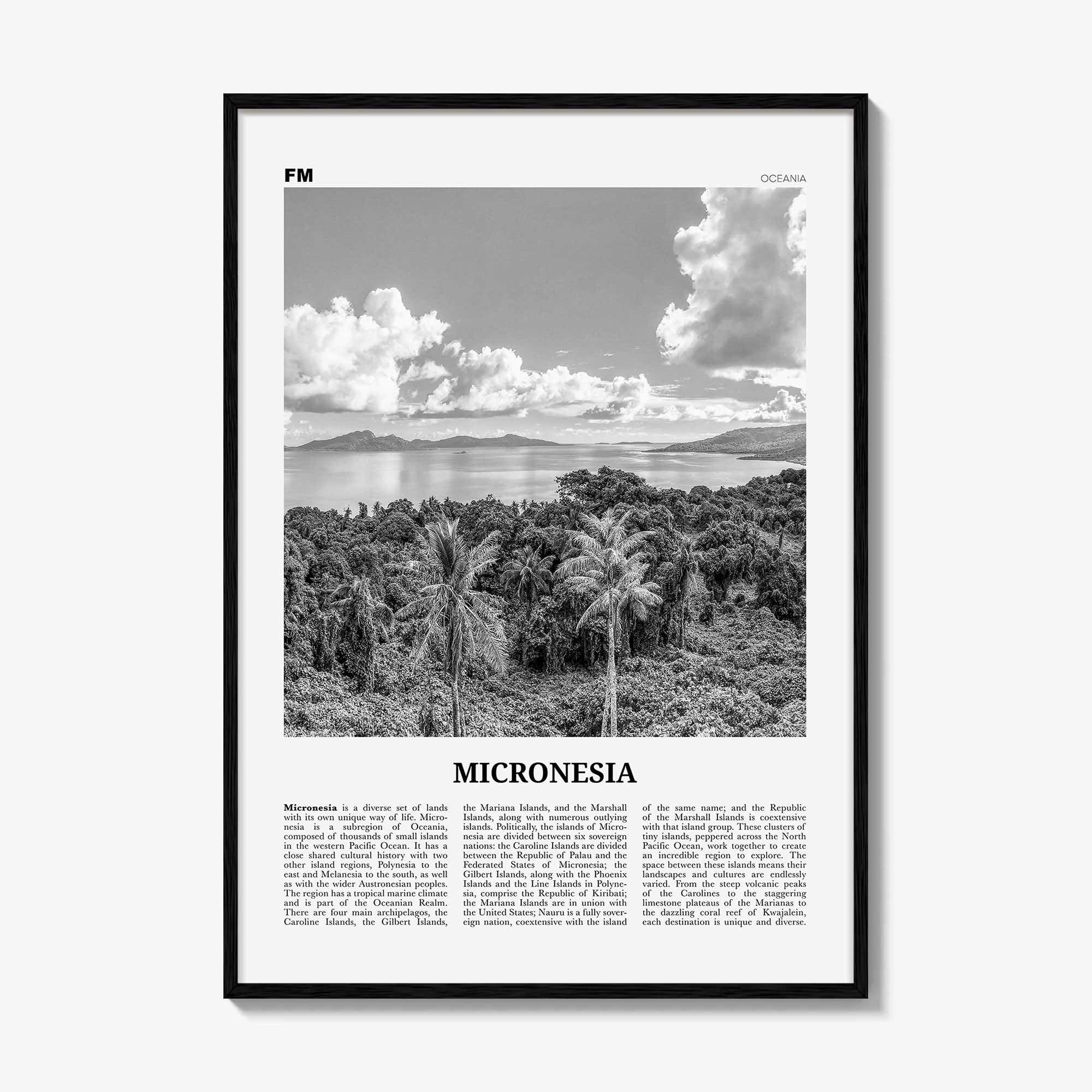 Micronesia Print Black and White, Micronesia Wall Art, Micronesia Poster, Micronesia Photo, Micronesi Decor, Romanum Island, Chuuk, Oceania