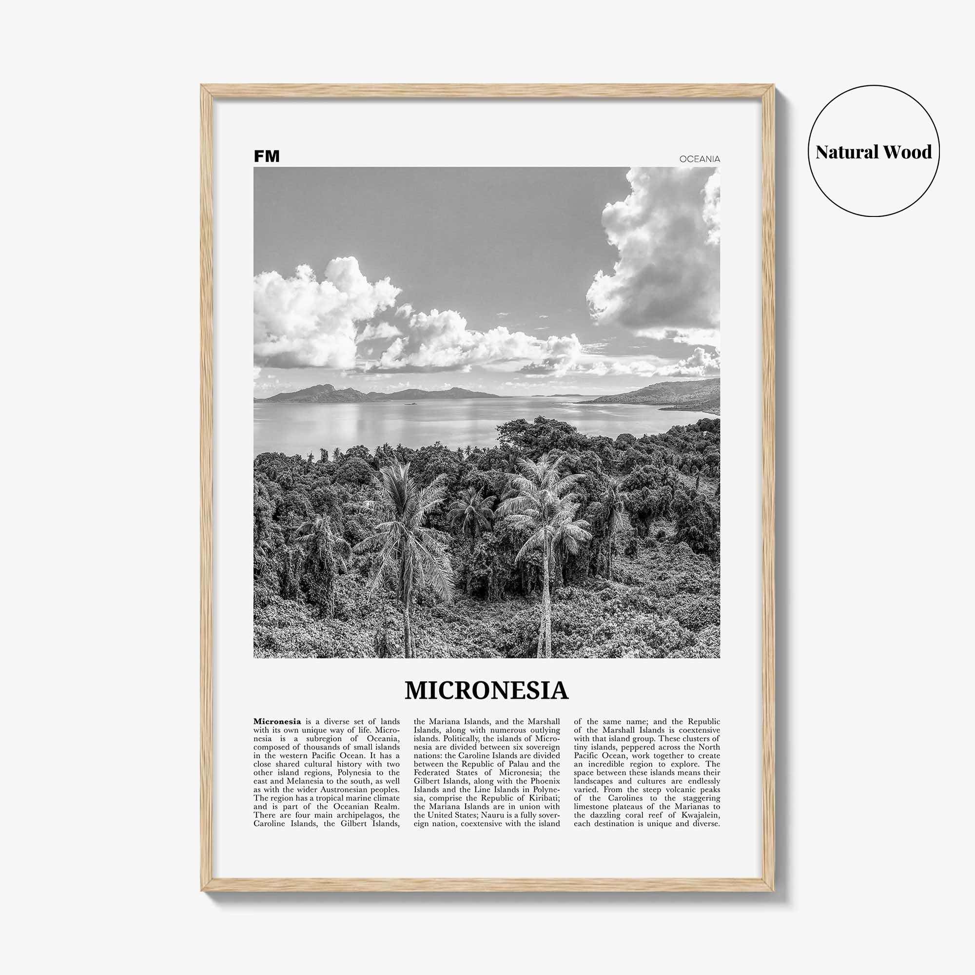 Micronesia Print Black and White, Micronesia Wall Art, Micronesia Poster, Micronesia Photo, Micronesi Decor, Romanum Island, Chuuk, Oceania