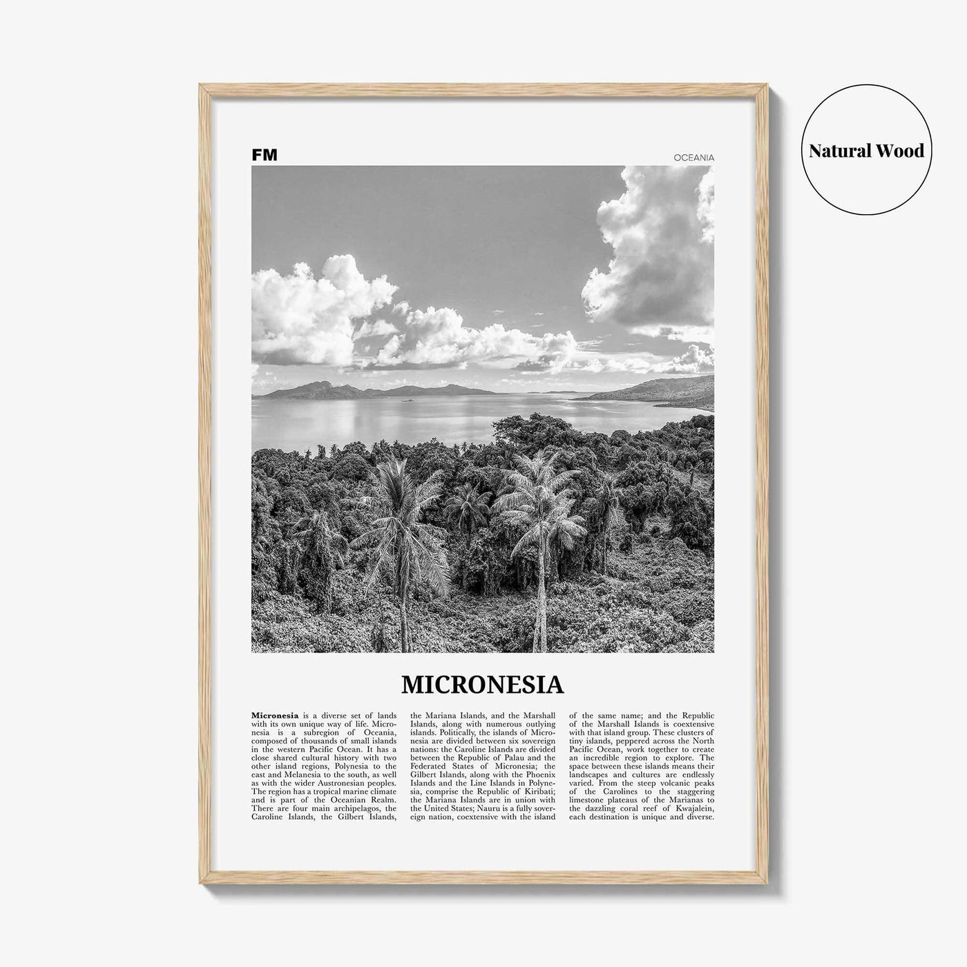 Micronesia Print Black and White, Micronesia Wall Art, Micronesia Poster, Micronesia Photo, Micronesi Decor, Romanum Island, Chuuk, Oceania