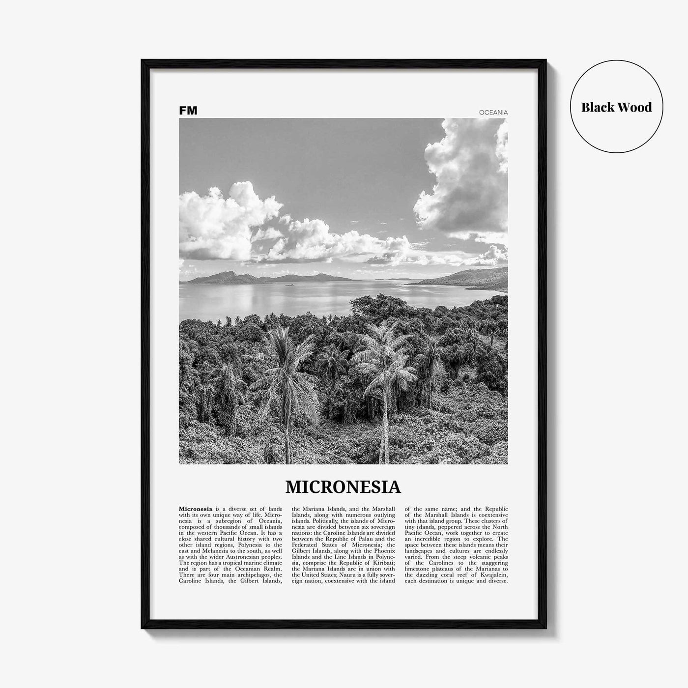 Micronesia Print Black and White, Micronesia Wall Art, Micronesia Poster, Micronesia Photo, Micronesi Decor, Romanum Island, Chuuk, Oceania