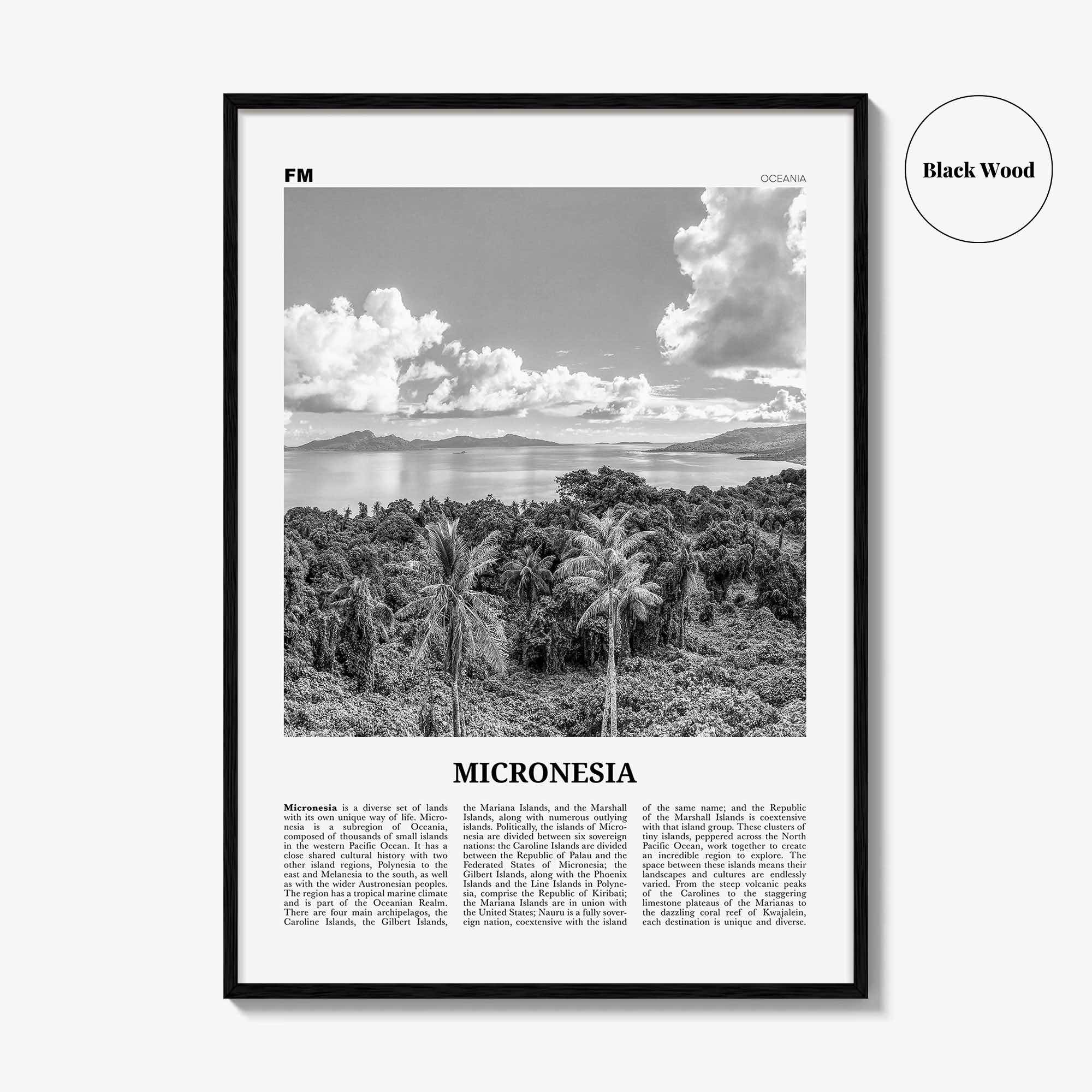 Micronesia Print Black and White, Micronesia Wall Art, Micronesia Poster, Micronesia Photo, Micronesi Decor, Romanum Island, Chuuk, Oceania