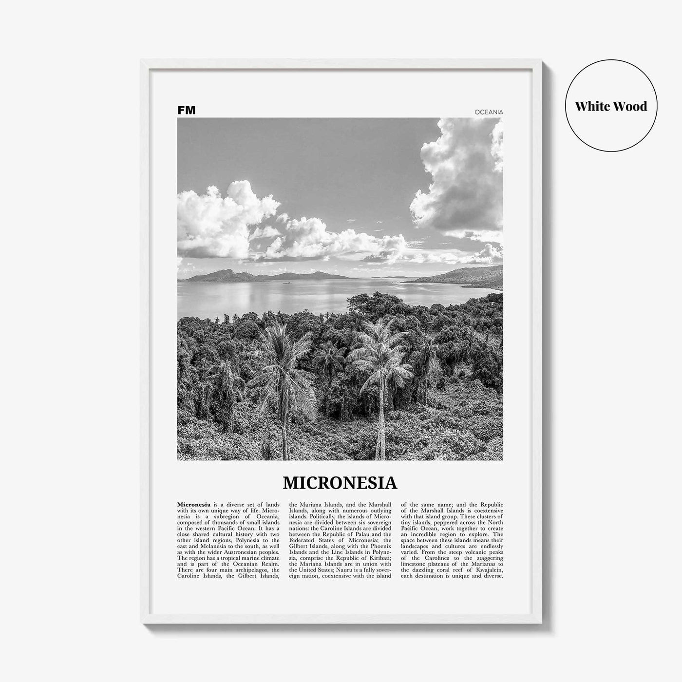 Micronesia Print Black and White, Micronesia Wall Art, Micronesia Poster, Micronesia Photo, Micronesi Decor, Romanum Island, Chuuk, Oceania