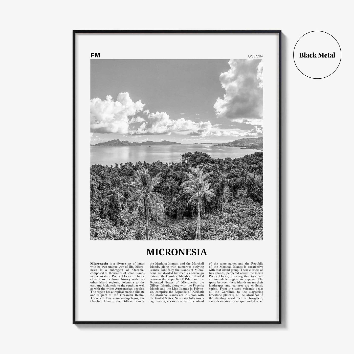 Micronesia Print Black and White, Micronesia Wall Art, Micronesia Poster, Micronesia Photo, Micronesi Decor, Romanum Island, Chuuk, Oceania