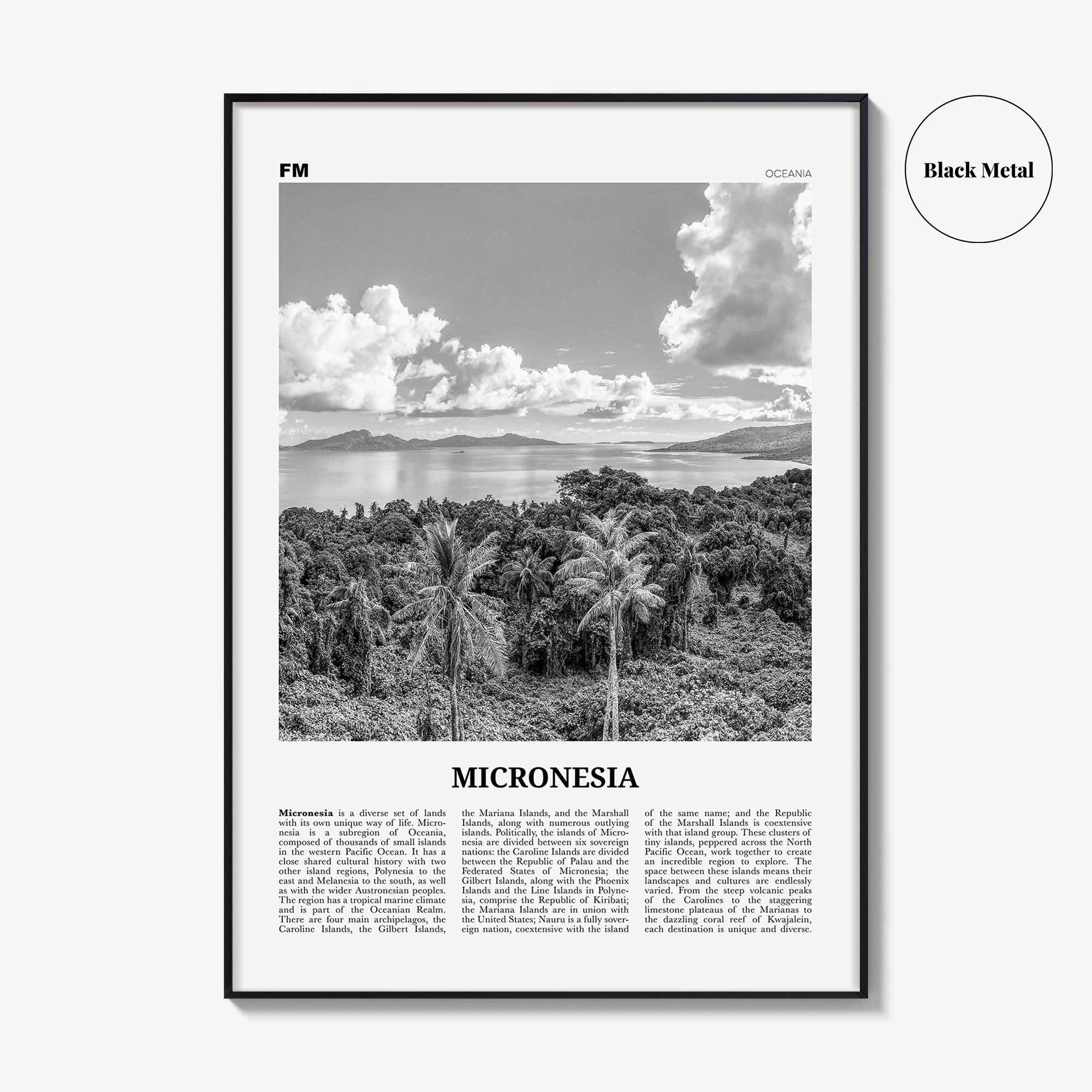 Micronesia Print Black and White, Micronesia Wall Art, Micronesia Poster, Micronesia Photo, Micronesi Decor, Romanum Island, Chuuk, Oceania