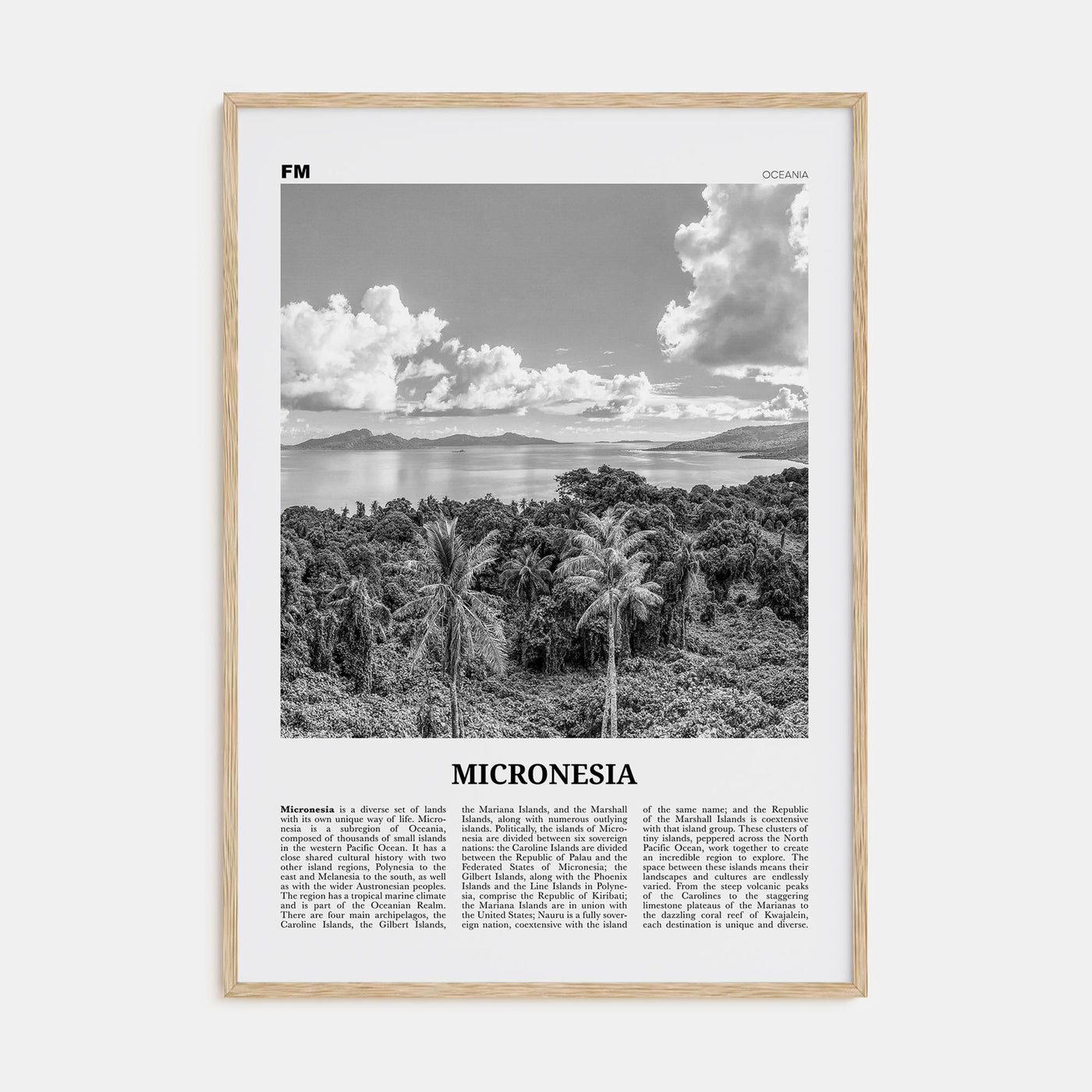 Micronesia Travel B&W Poster