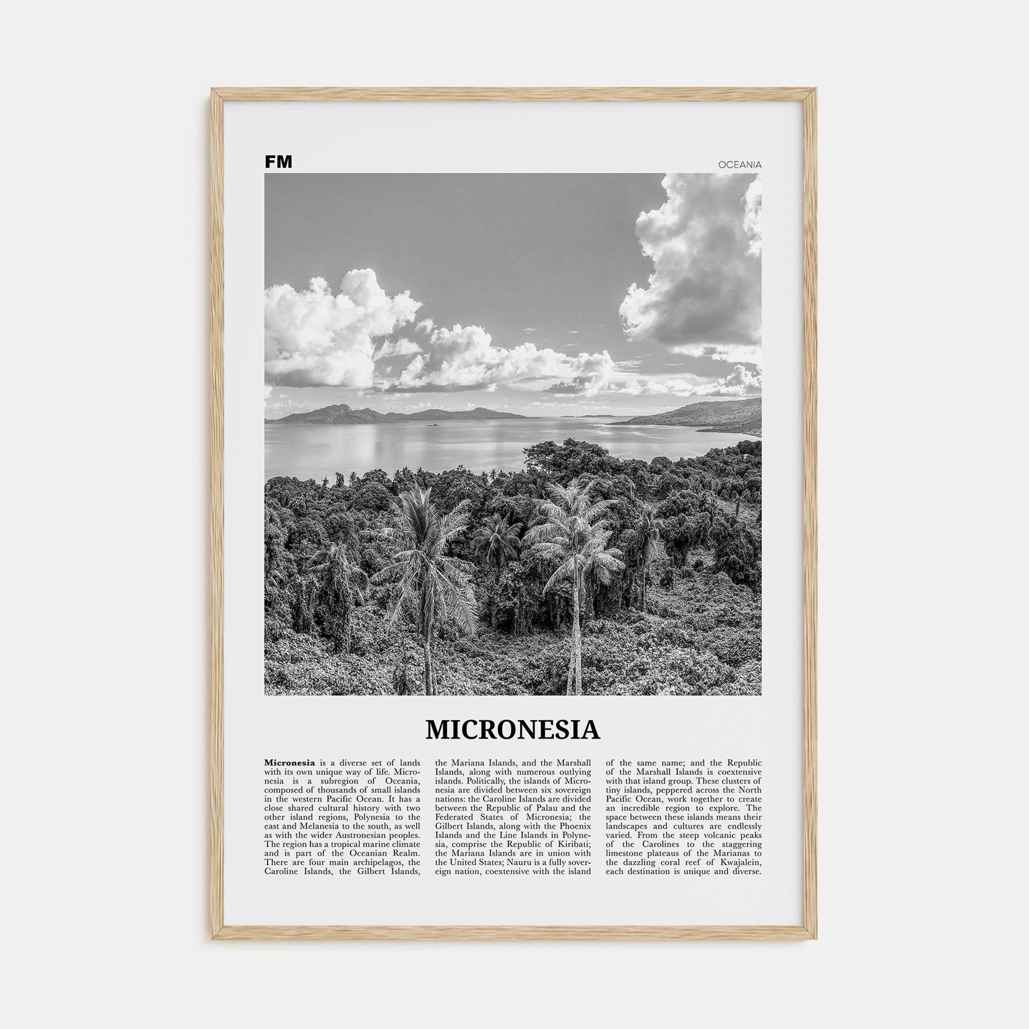 Micronesia Travel B&W Poster