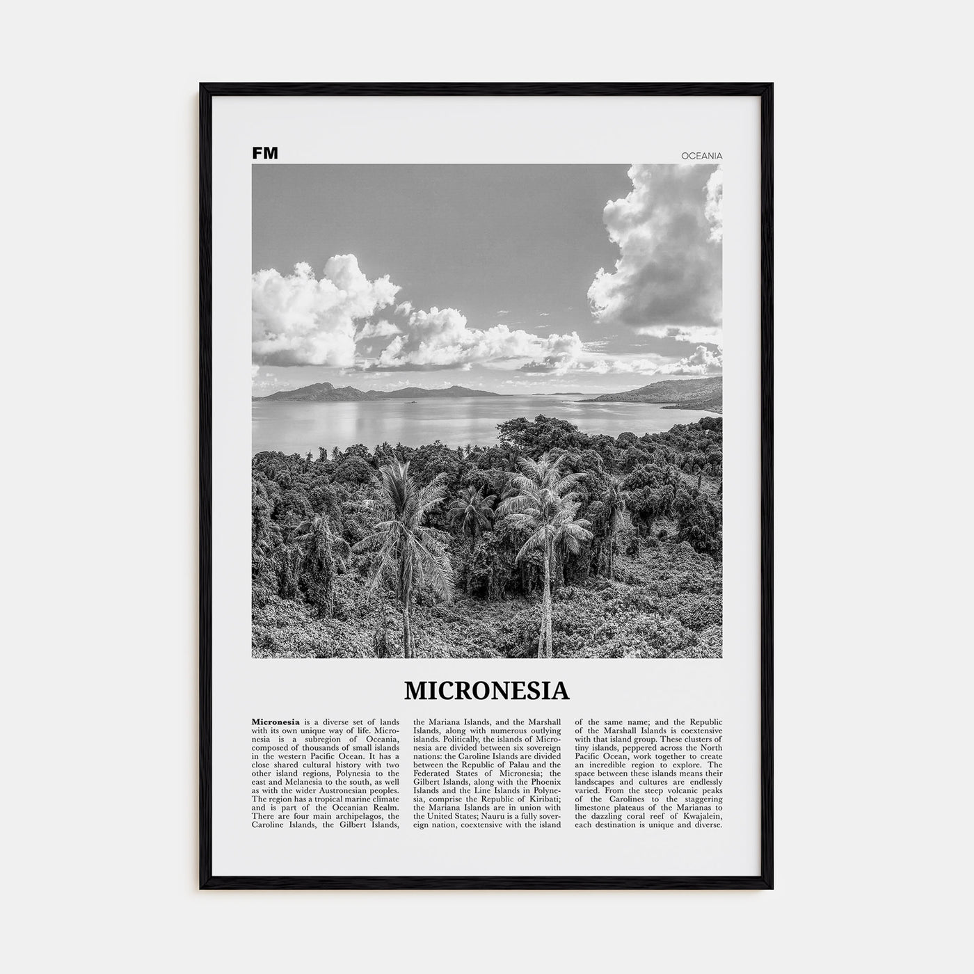 Micronesia Travel B&W Poster