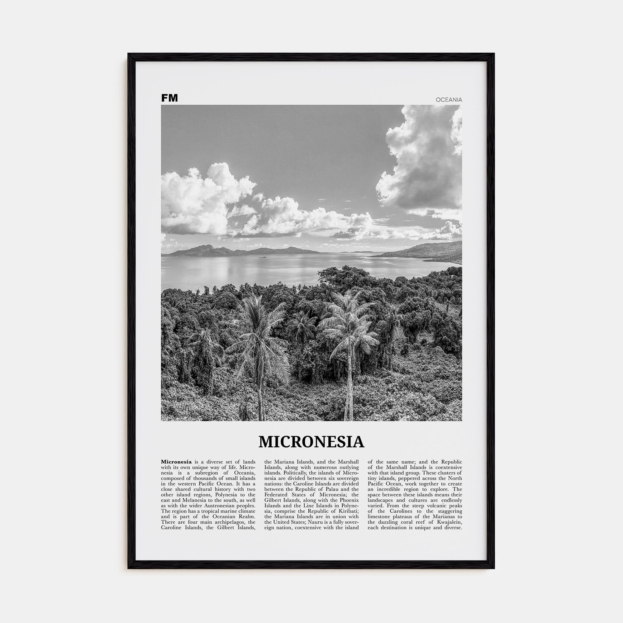 Micronesia Travel B&W Poster