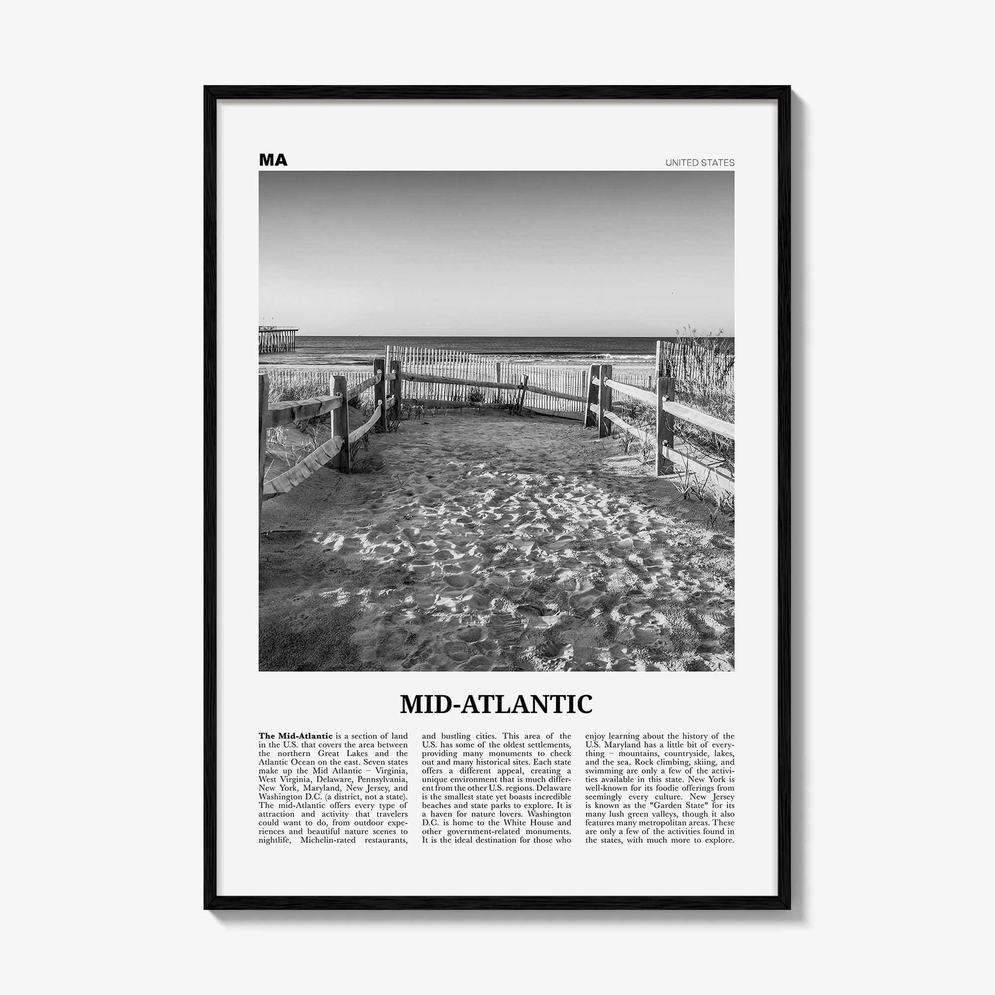 Mid Atlantic Print Black and White, Mid-Atlantic Wall Art, Mid-Atlantic Poster, Mid-Atlantic Photo, Mid-Atlantic Décor, United States