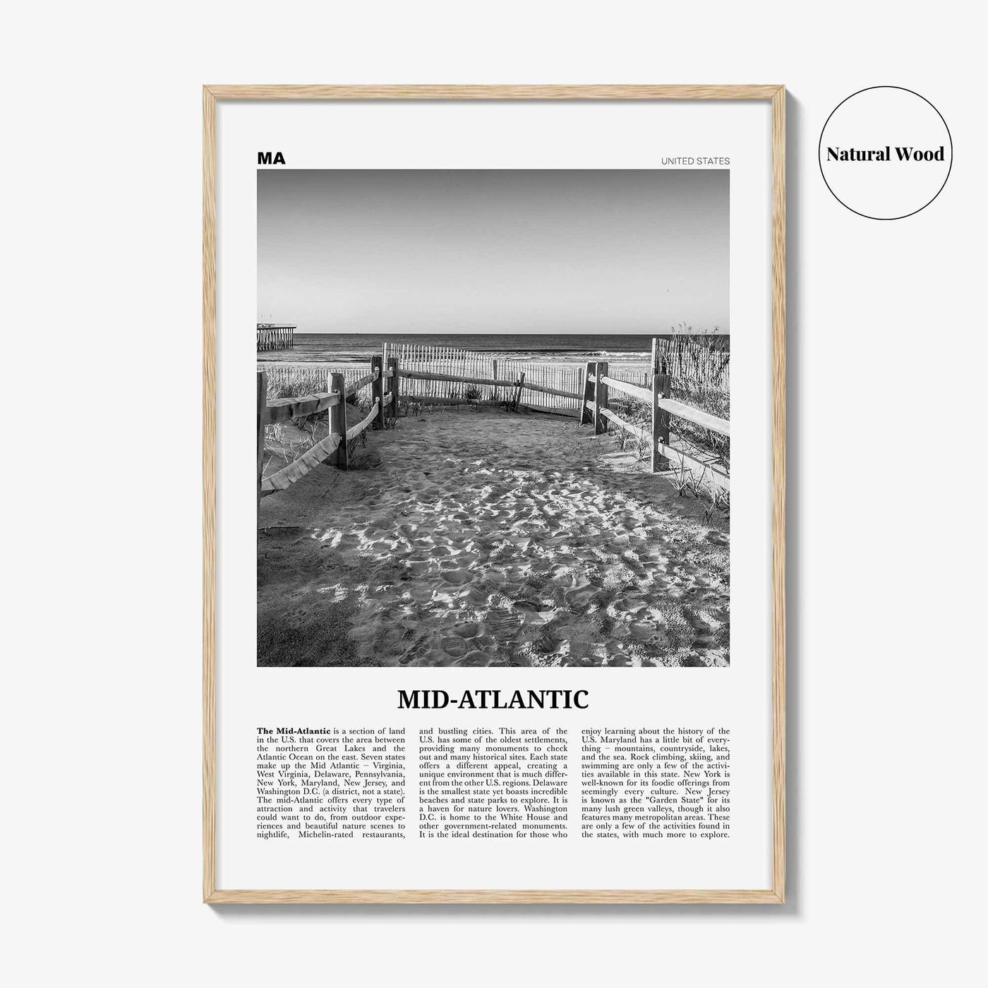 Mid Atlantic Print Black and White, Mid-Atlantic Wall Art, Mid-Atlantic Poster, Mid-Atlantic Photo, Mid-Atlantic Décor, United States