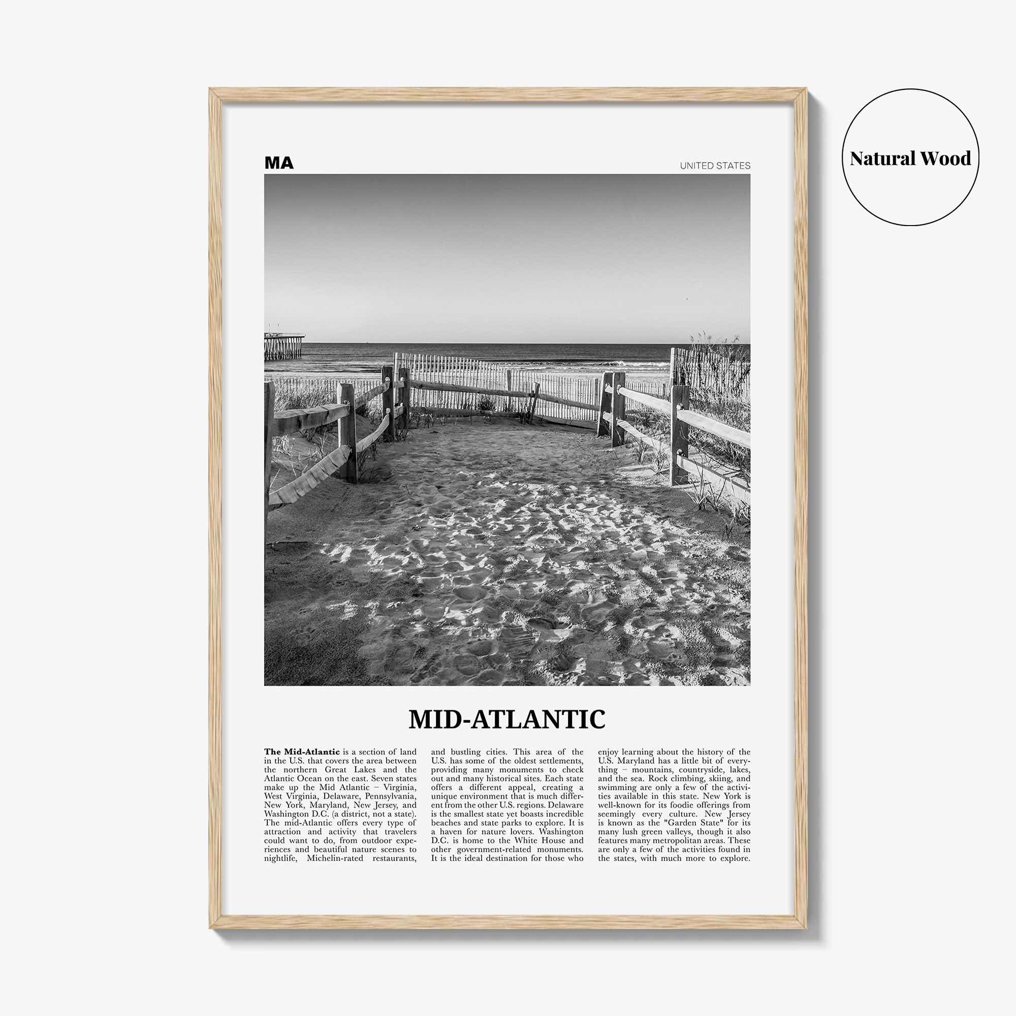 Mid Atlantic Print Black and White, Mid-Atlantic Wall Art, Mid-Atlantic Poster, Mid-Atlantic Photo, Mid-Atlantic Décor, United States