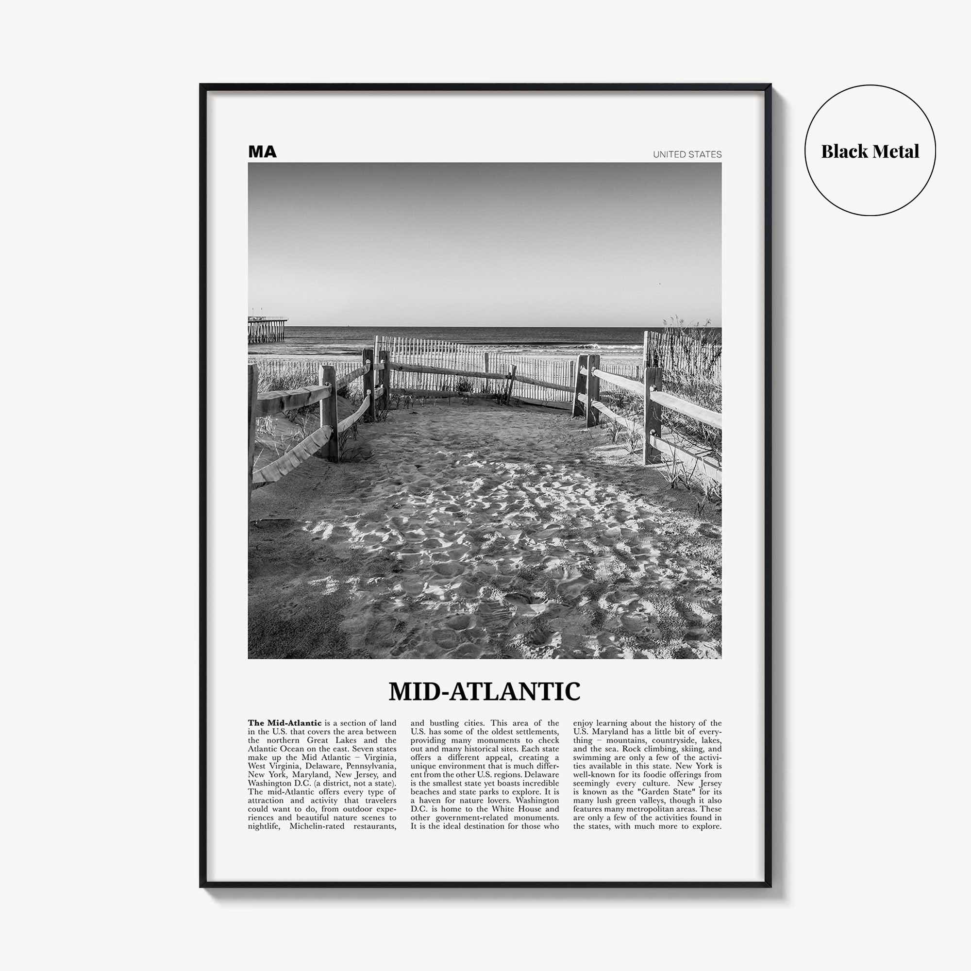 Mid Atlantic Print Black and White, Mid-Atlantic Wall Art, Mid-Atlantic Poster, Mid-Atlantic Photo, Mid-Atlantic Décor, United States