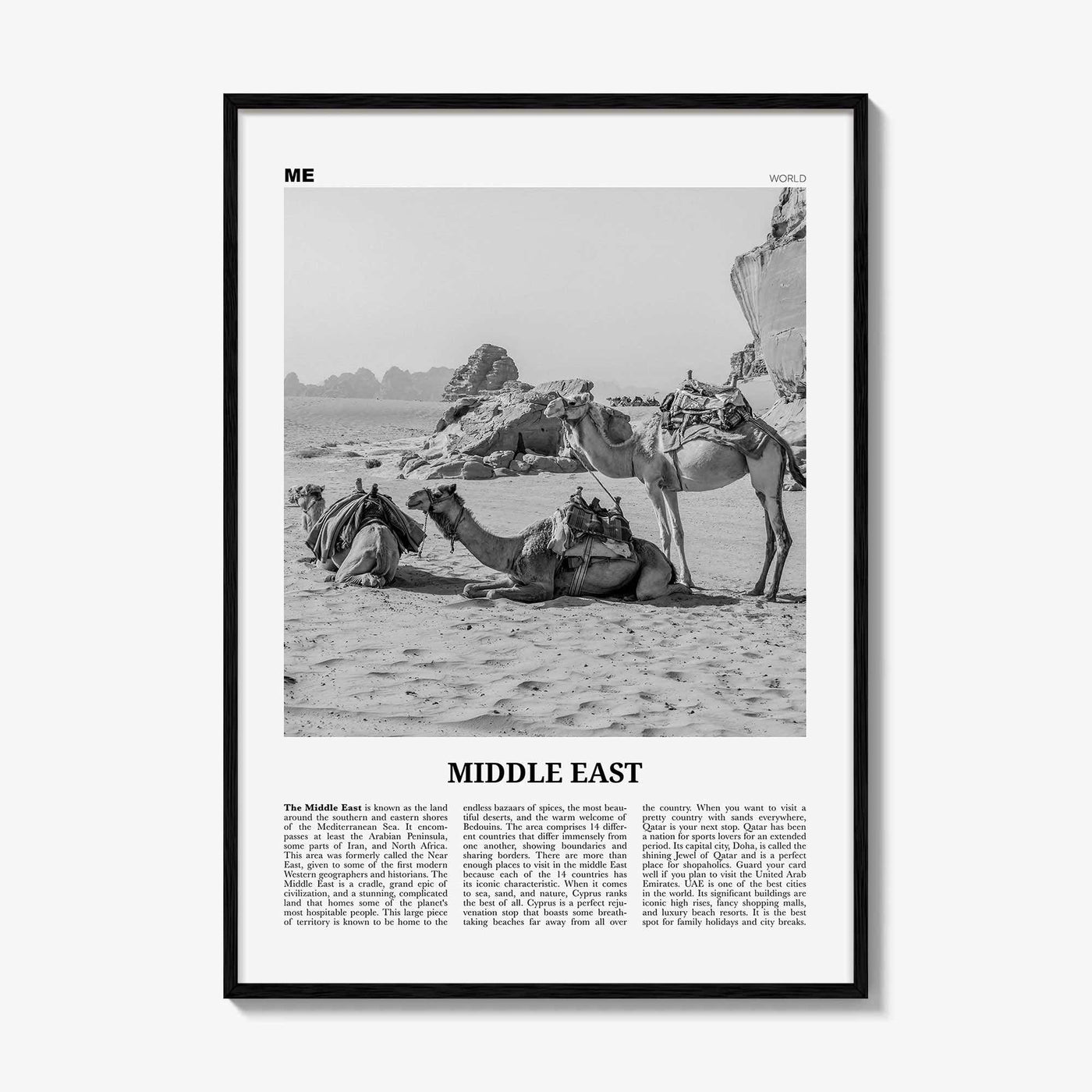 Middle East Print Black and White, Middle East Wall Art, Middle East Poster, Middle East Photo, Middle East Wall Decor, Continent Art Print