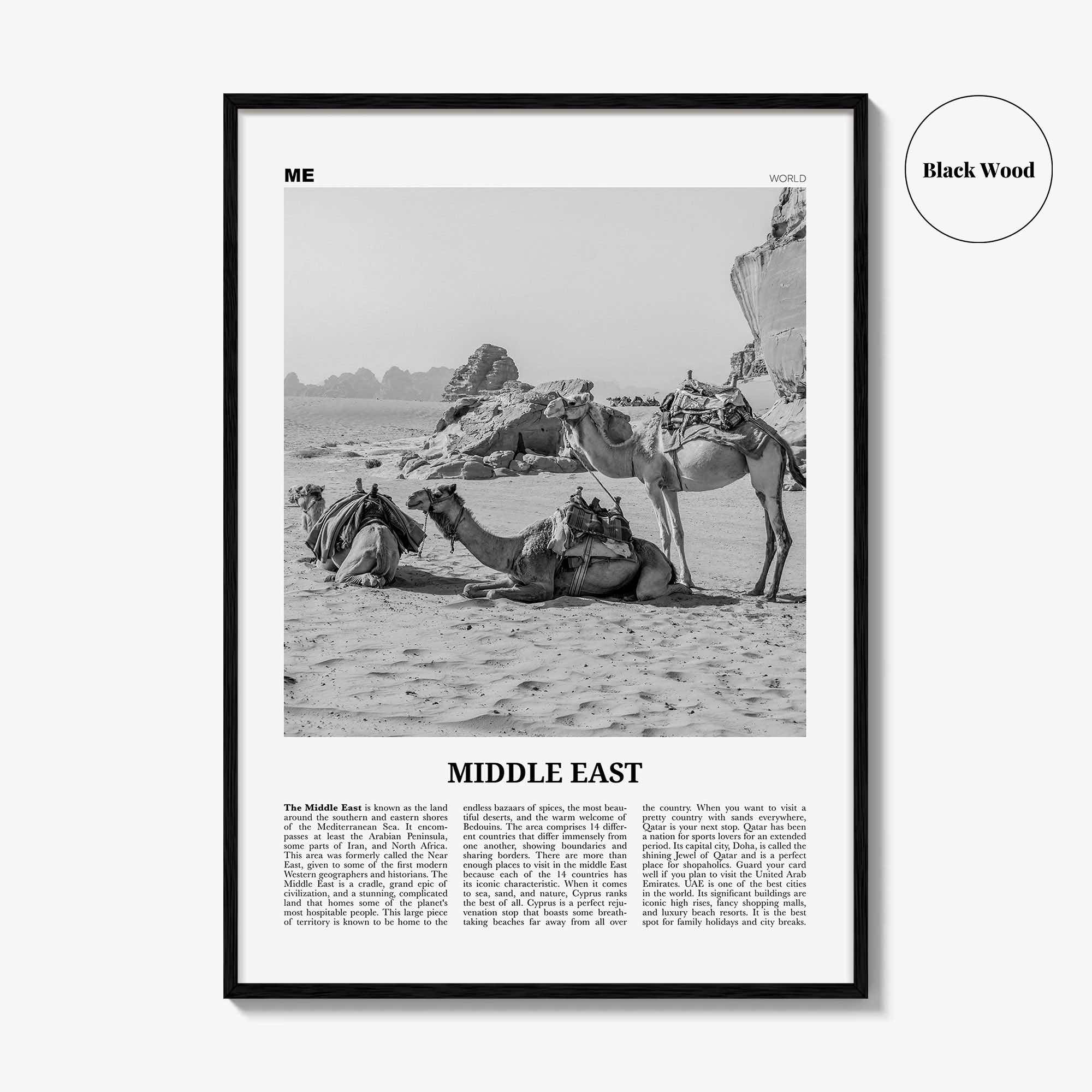 Middle East Print Black and White, Middle East Wall Art, Middle East Poster, Middle East Photo, Middle East Wall Decor, Continent Art Print