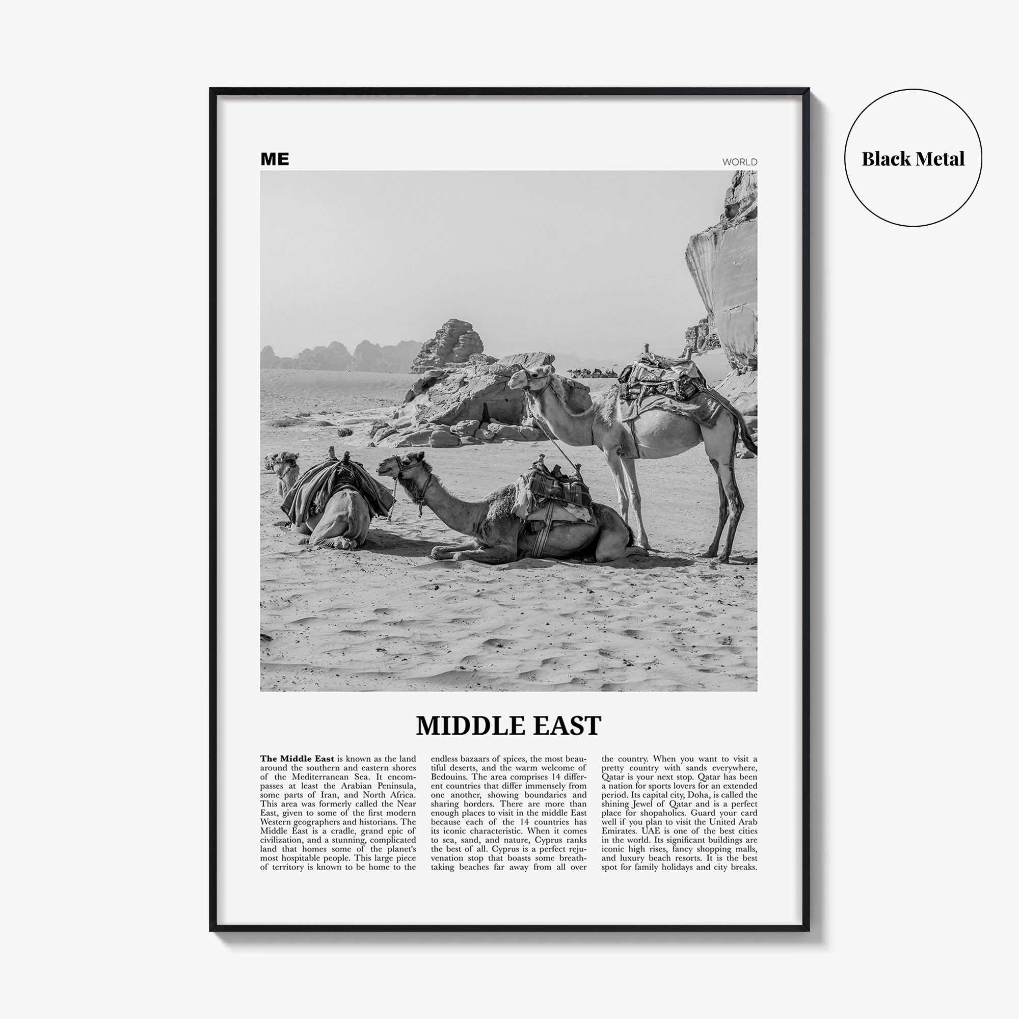 Middle East Print Black and White, Middle East Wall Art, Middle East Poster, Middle East Photo, Middle East Wall Decor, Continent Art Print