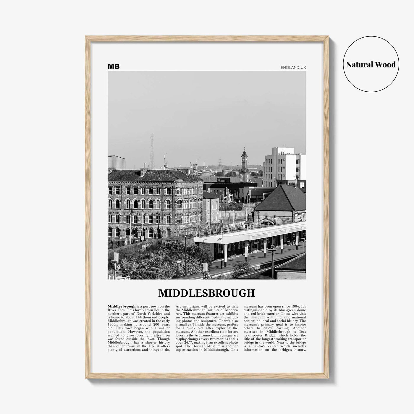 Middlesbrough Print Black and White, Middlesbrough Wall Art, Middlesbrough Poster, Middlesbrough Photo, Wall Décor, Middlesbrough Map