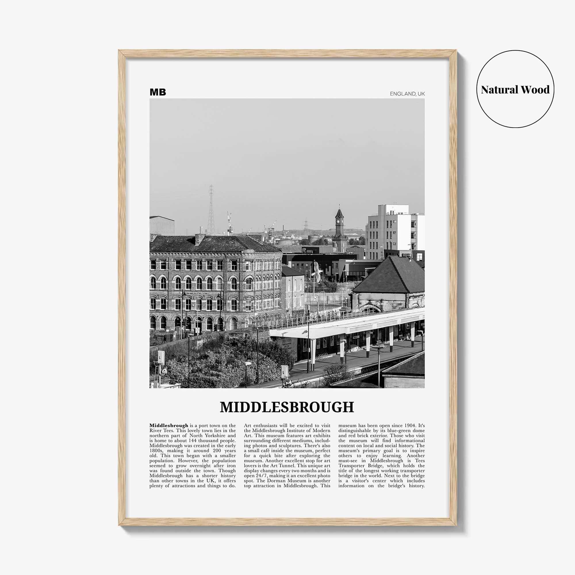 Middlesbrough Print Black and White, Middlesbrough Wall Art, Middlesbrough Poster, Middlesbrough Photo, Wall Décor, Middlesbrough Map