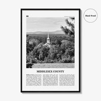 Middlesex County Print Black and White, Middlesex County Wall Art, Middlesex Poster, Middlesex Photo, Middlesex Wall Décor, Middlesex Map