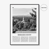 Middlesex County Print Black and White, Middlesex County Wall Art, Middlesex Poster, Middlesex Photo, Middlesex Wall Décor, Middlesex Map