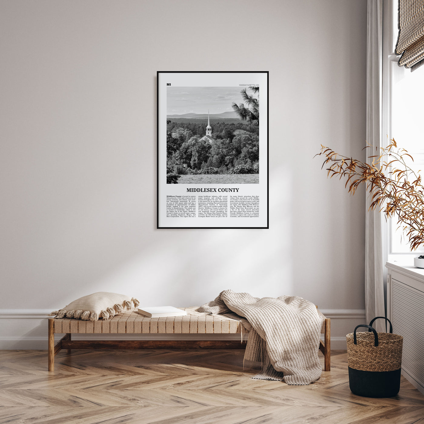 Middlesex County Travel B&W Poster