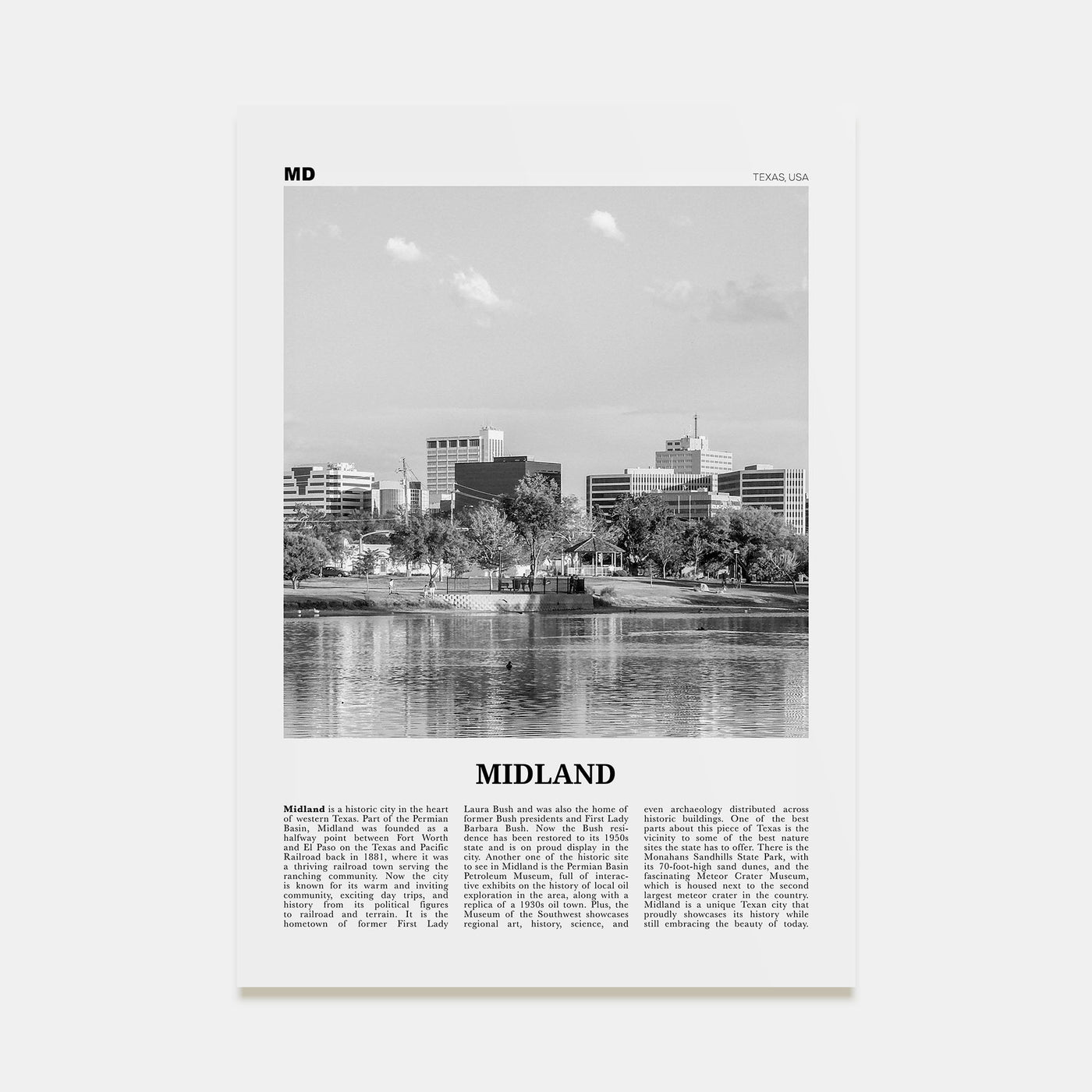 Midland Travel B&W Poster
