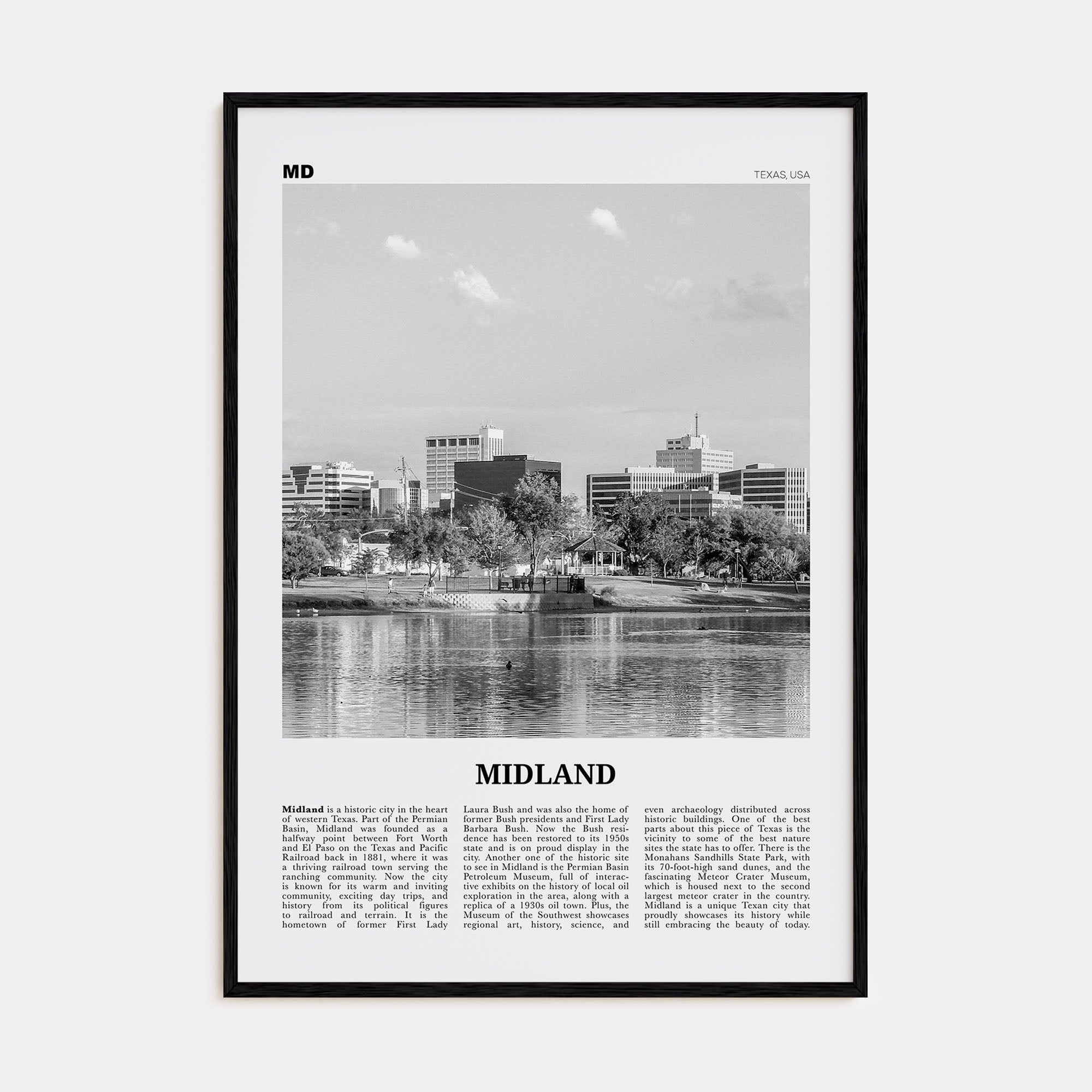 Midland Travel B&W Poster