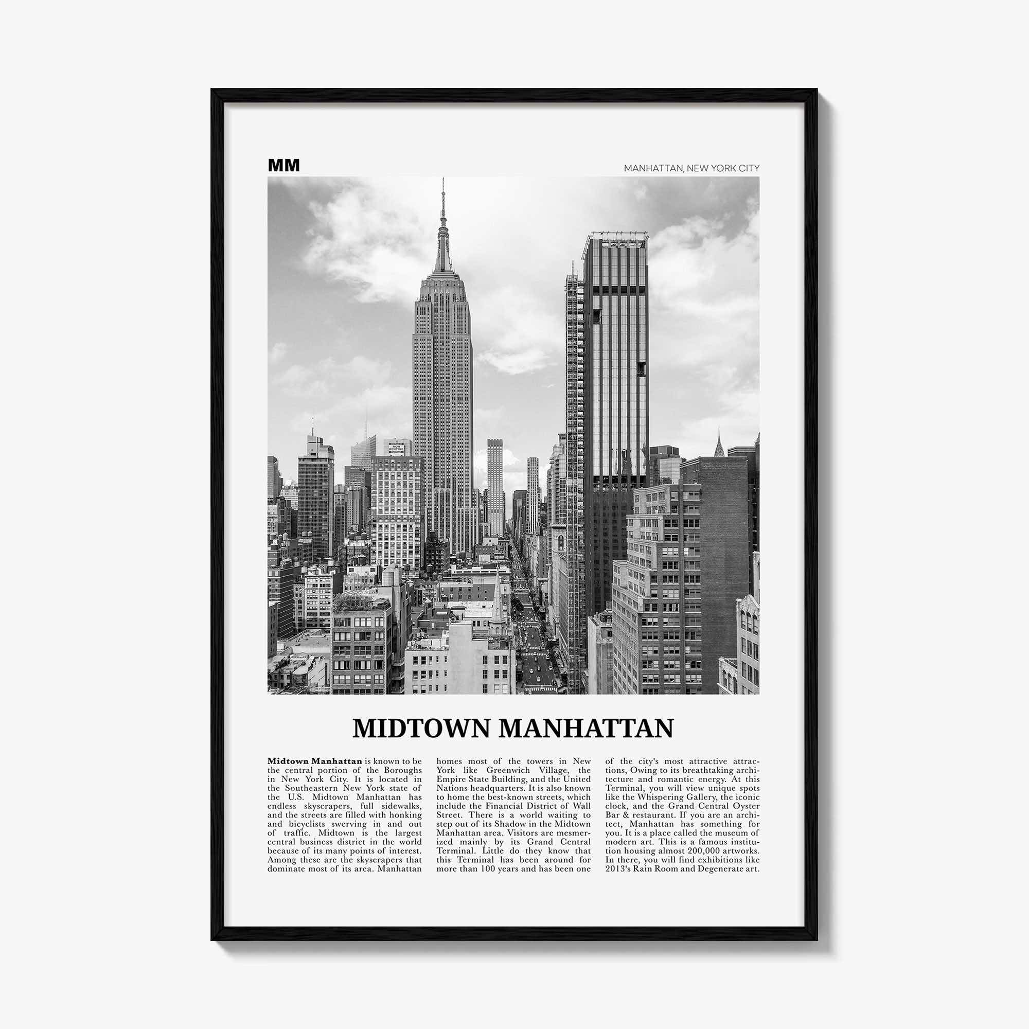Midtown Manhattan Print Black and White, Midtown Manhattan Wall Art, Midtown Manhattan Poster, Midtown Manhattan Photo, New York, USA