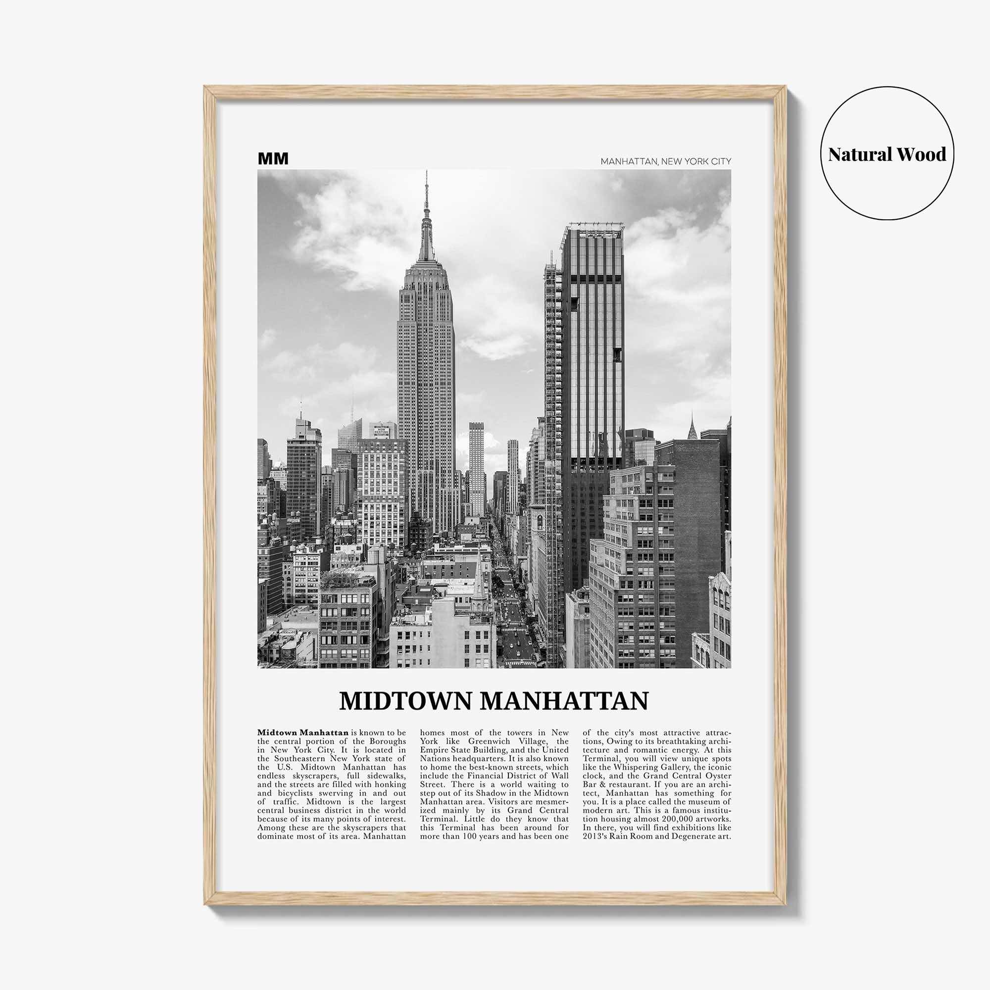 Midtown Manhattan Print Black and White, Midtown Manhattan Wall Art, Midtown Manhattan Poster, Midtown Manhattan Photo, New York, USA