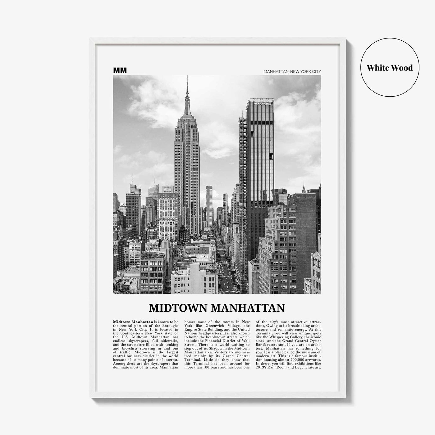 Midtown Manhattan Print Black and White, Midtown Manhattan Wall Art, Midtown Manhattan Poster, Midtown Manhattan Photo, New York, USA