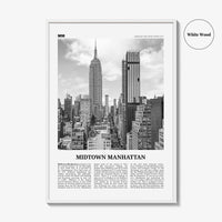 Midtown Manhattan Print Black and White, Midtown Manhattan Wall Art, Midtown Manhattan Poster, Midtown Manhattan Photo, New York, USA