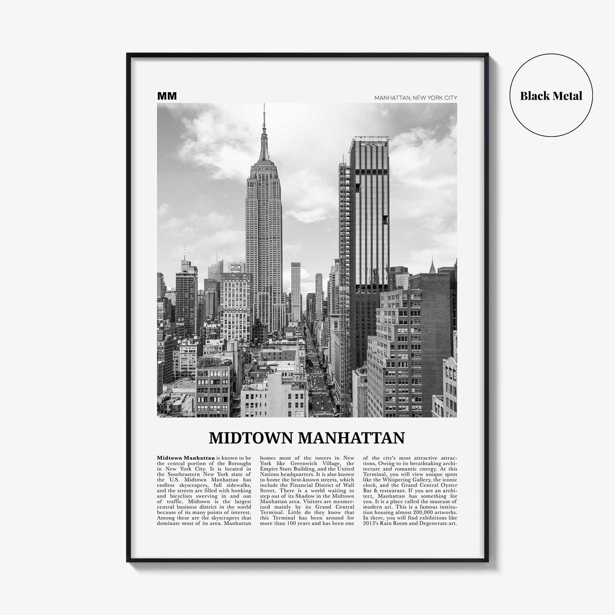 Midtown Manhattan Print Black and White, Midtown Manhattan Wall Art, Midtown Manhattan Poster, Midtown Manhattan Photo, New York, USA