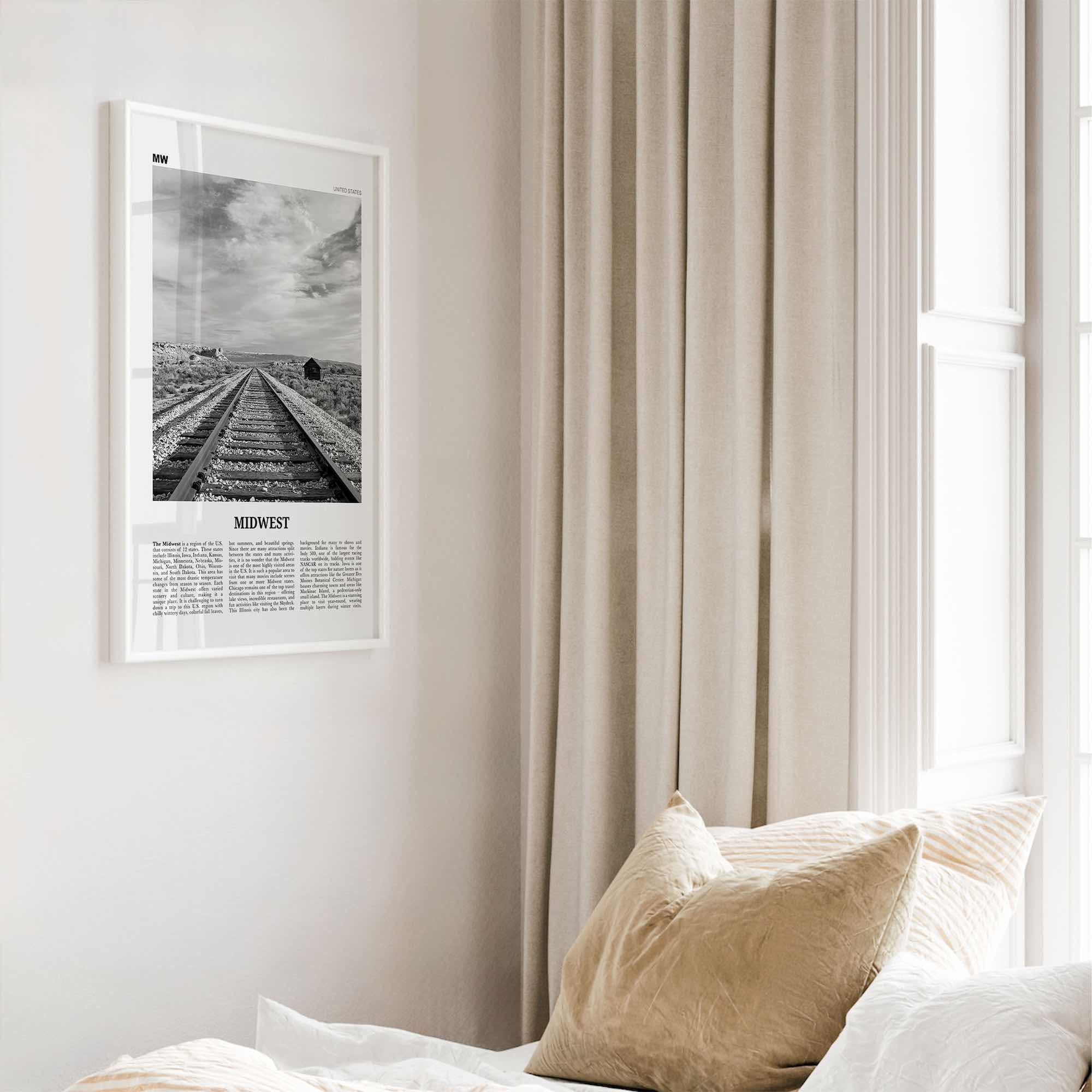 Midwest Print Black and White, Midwest Wall Art, Midwest Poster, Midwest Photo, Midwest Wall Décor, Midwest Map, United States