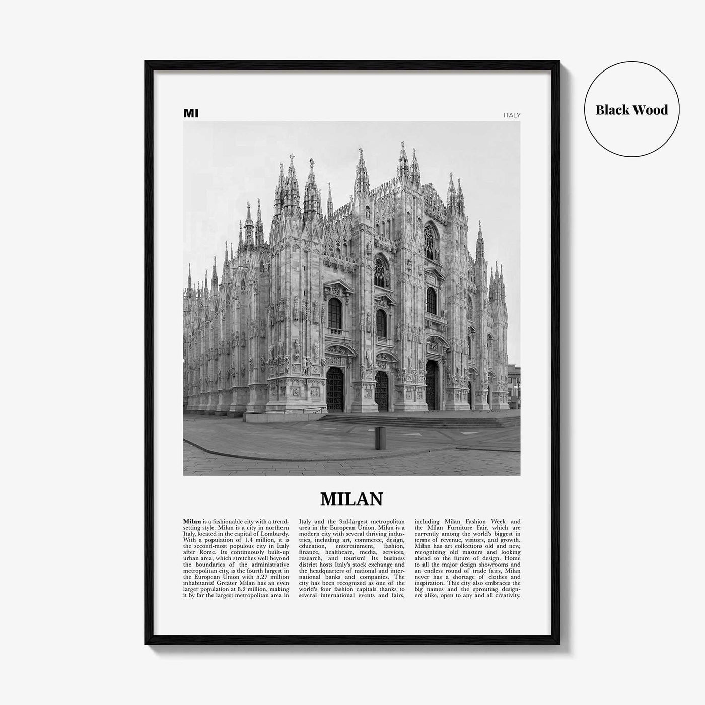 Milan Print Black and White No 3, Milan Wall Art, Milan Poster, Milan Photo, Milan Wall Décor, Milan Map, Italy