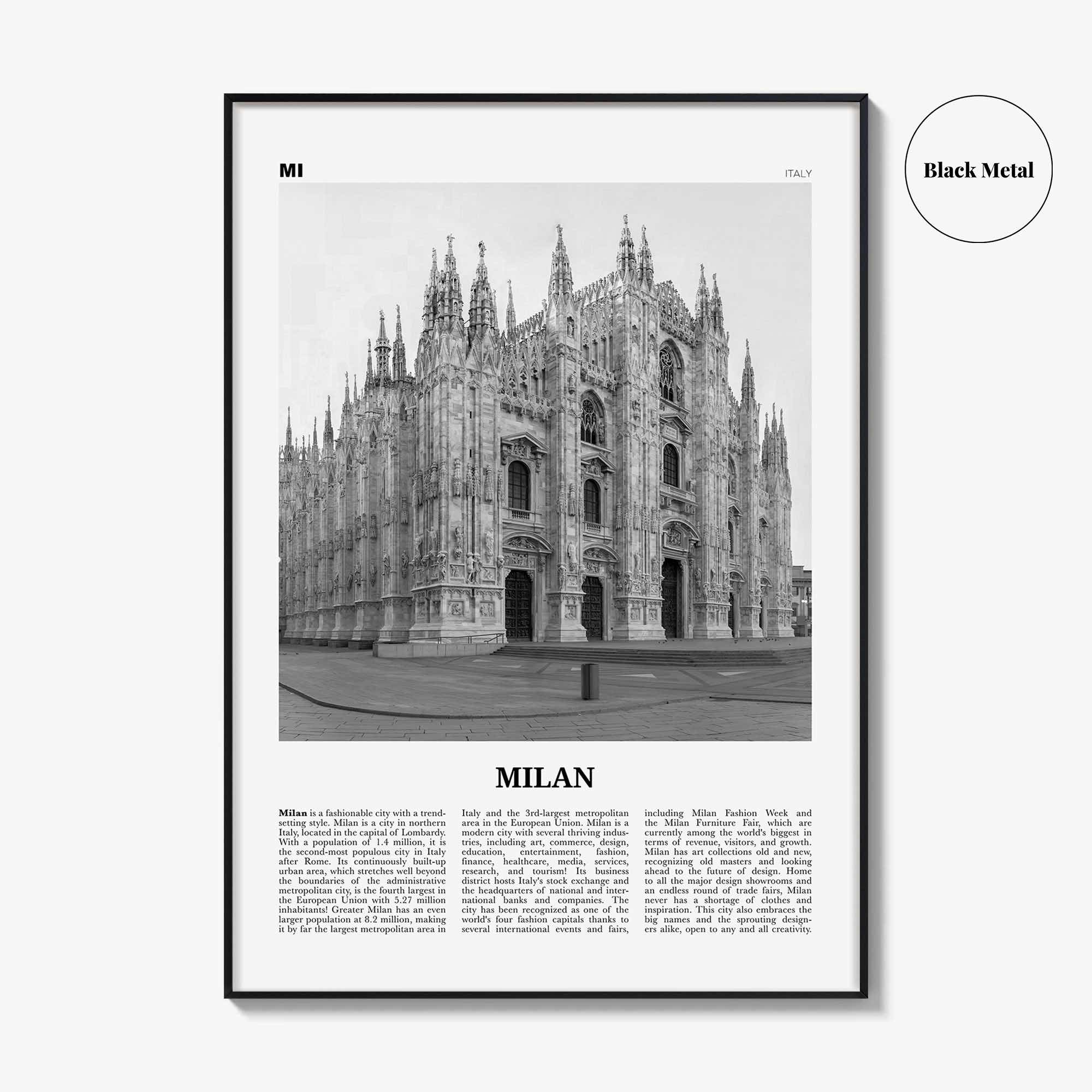 Milan Print Black and White No 3, Milan Wall Art, Milan Poster, Milan Photo, Milan Wall Décor, Milan Map, Italy