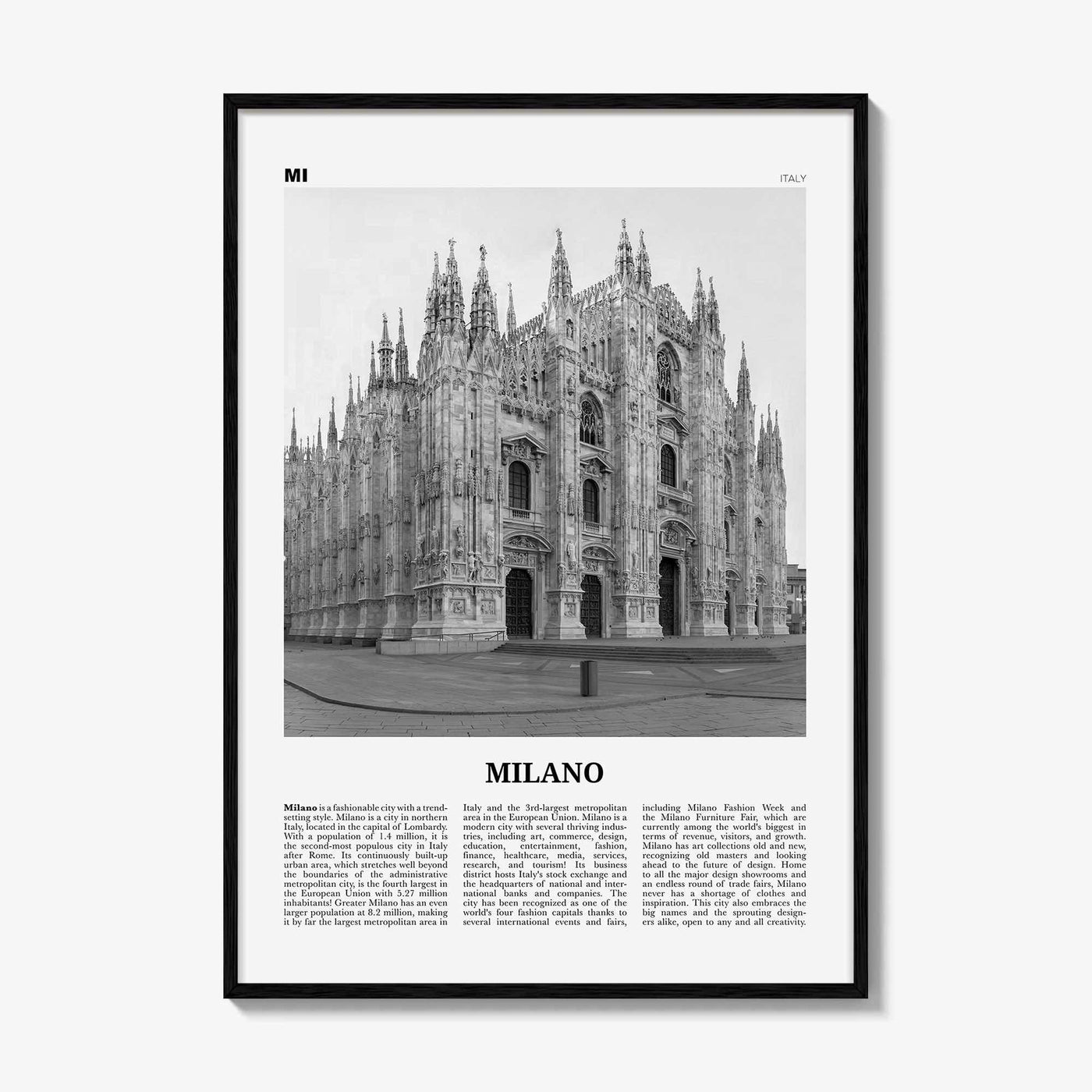 Milano Print Black and White, Milano Wall Art, Milano Poster, Milano Photo, Milano Wall Décor, Milano Map, Italy