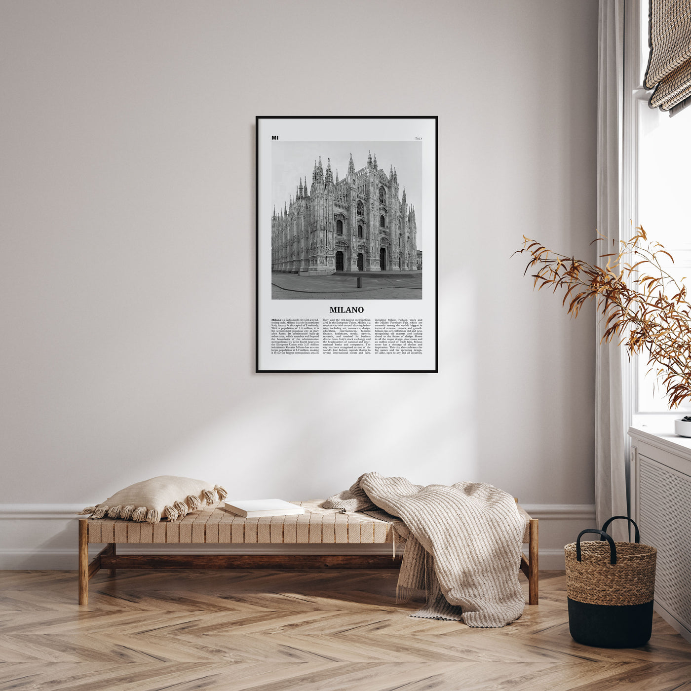 Milano Travel B&W Poster