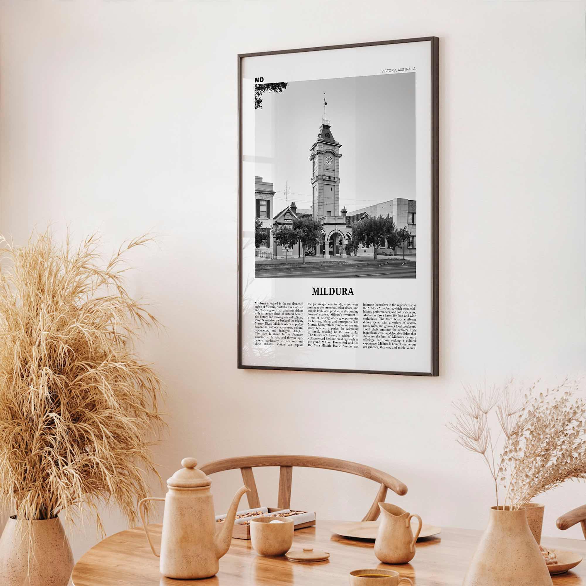 Mildura Print Black and White, Mildura Wall Art, Mildura Poster, Mildura Photo, Mildura Wall Décor, Mildura Map, Australia